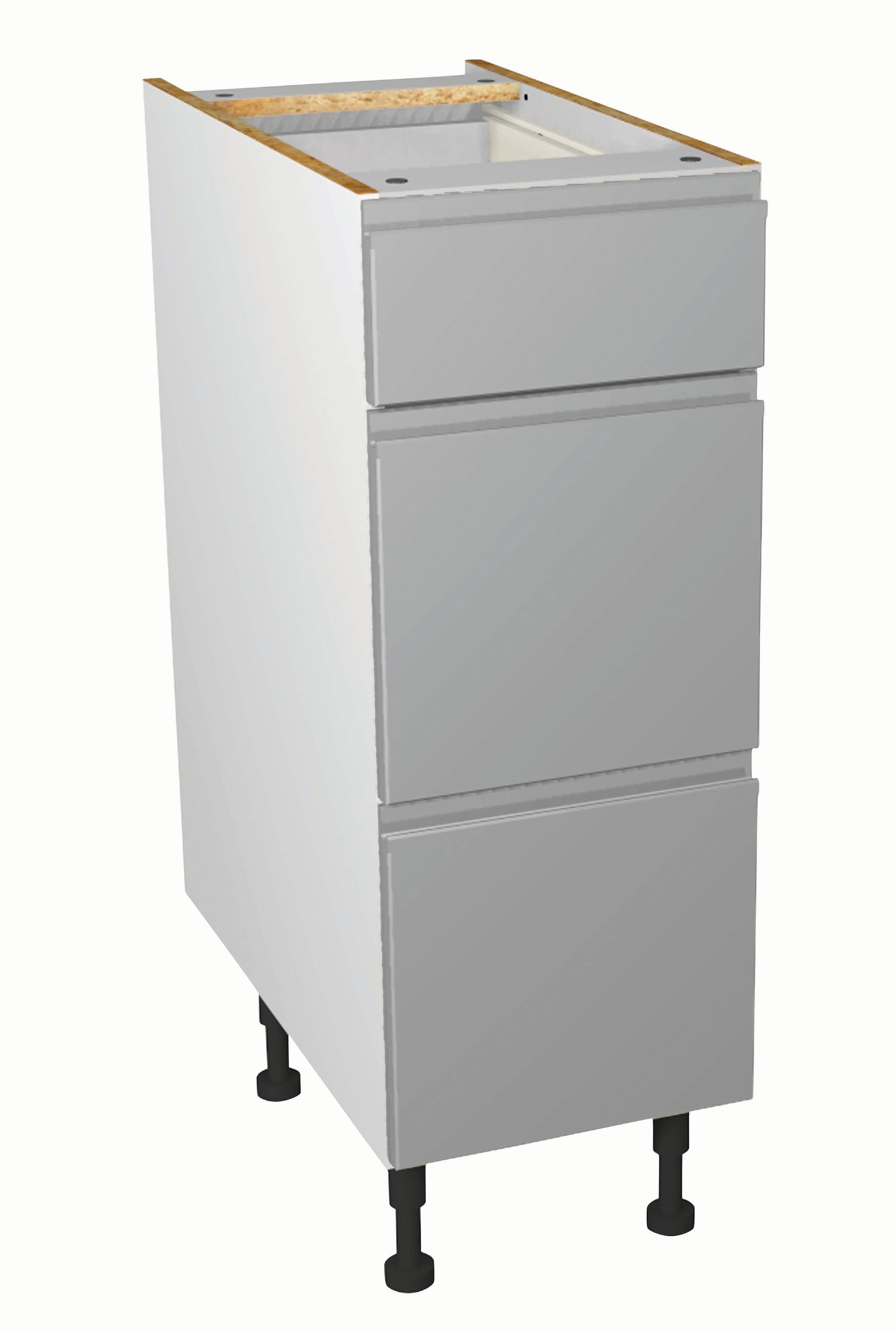 Wickes Madison Grey Gloss Handleless Drawer Unit - 300mm