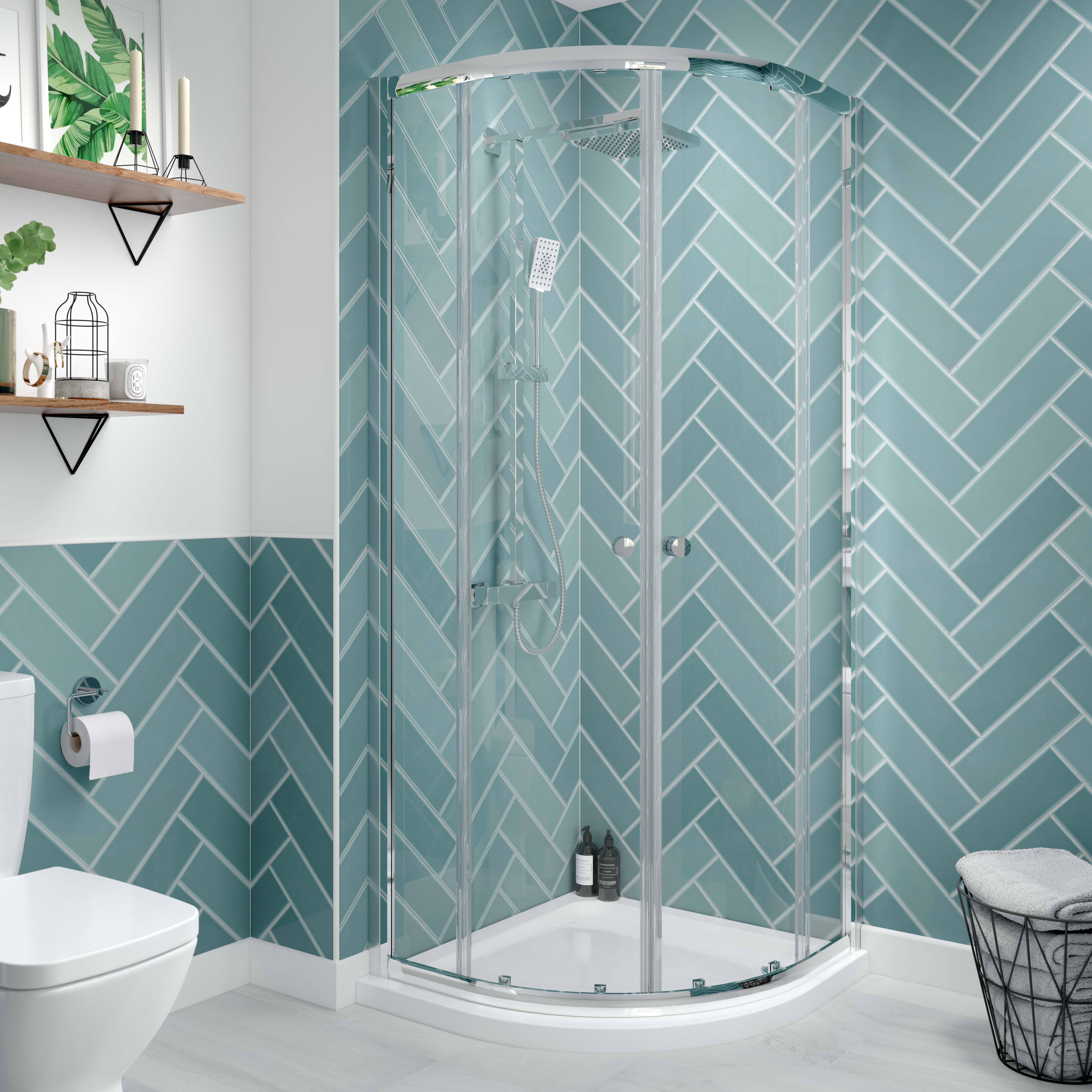 Wickes Chrome Quadrant Sliding Shower Enclosure 800 x 800mm Wickes