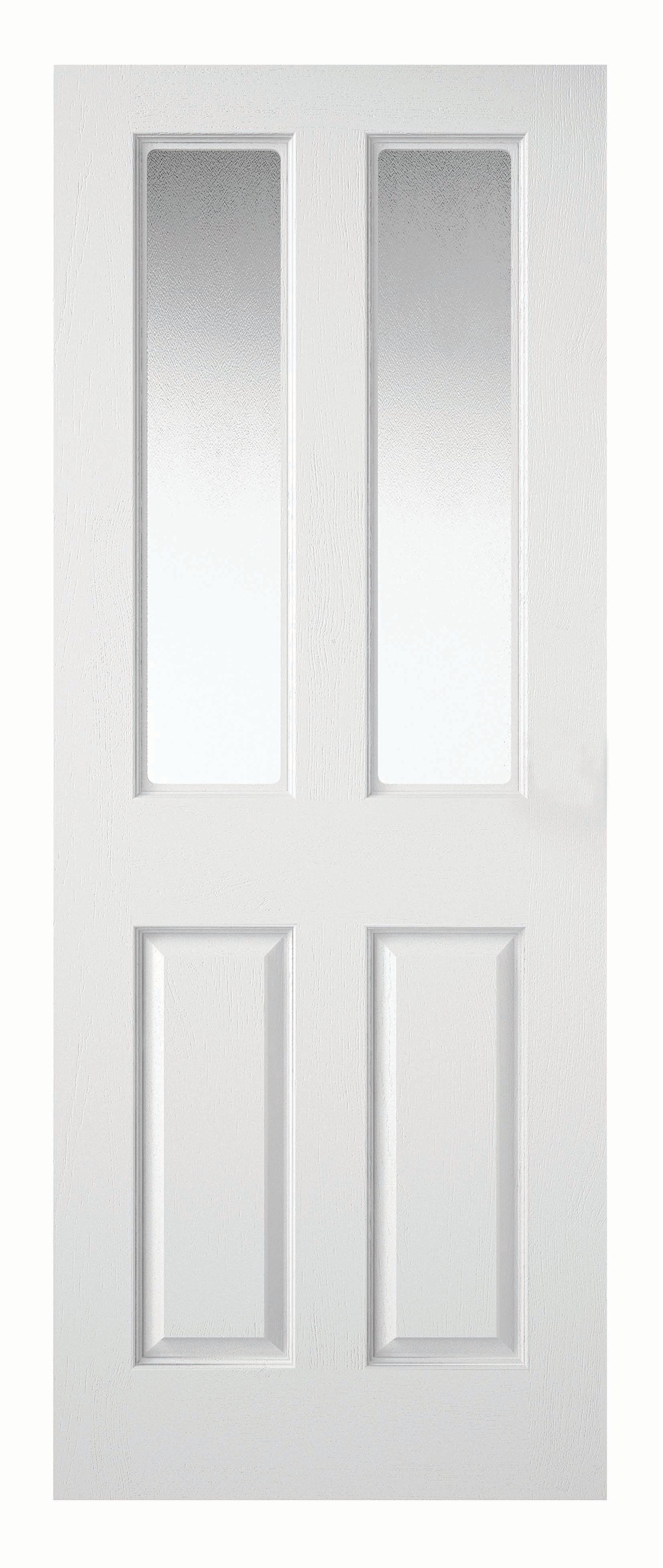 Wickes Chester White Clear Glazed Grained Moulded 4 Panel Internal Door