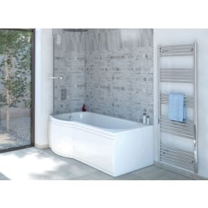 Wickes Valsina Left Hand P-Shaped Undrilled Shower Bath - 1675 x 800mm