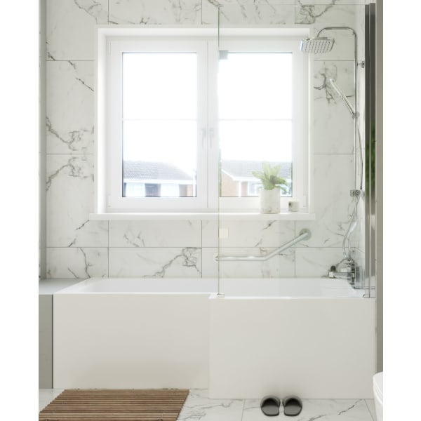 Wickes Veroli L-Shaped Right Hand Shower Bath - 1500 x 850mm