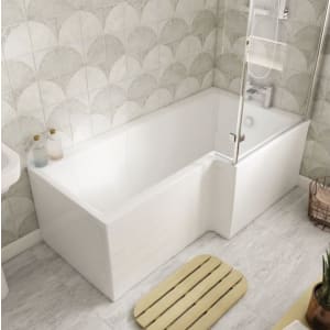 Wickes Veroli L-Shaped Right Hand Shower Bath - 1700 x 850mm