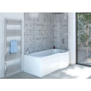 Wickes Valsina Reinforced Right Hand P-Shaped Undrilled Shower Bath - 1675 x 800mm