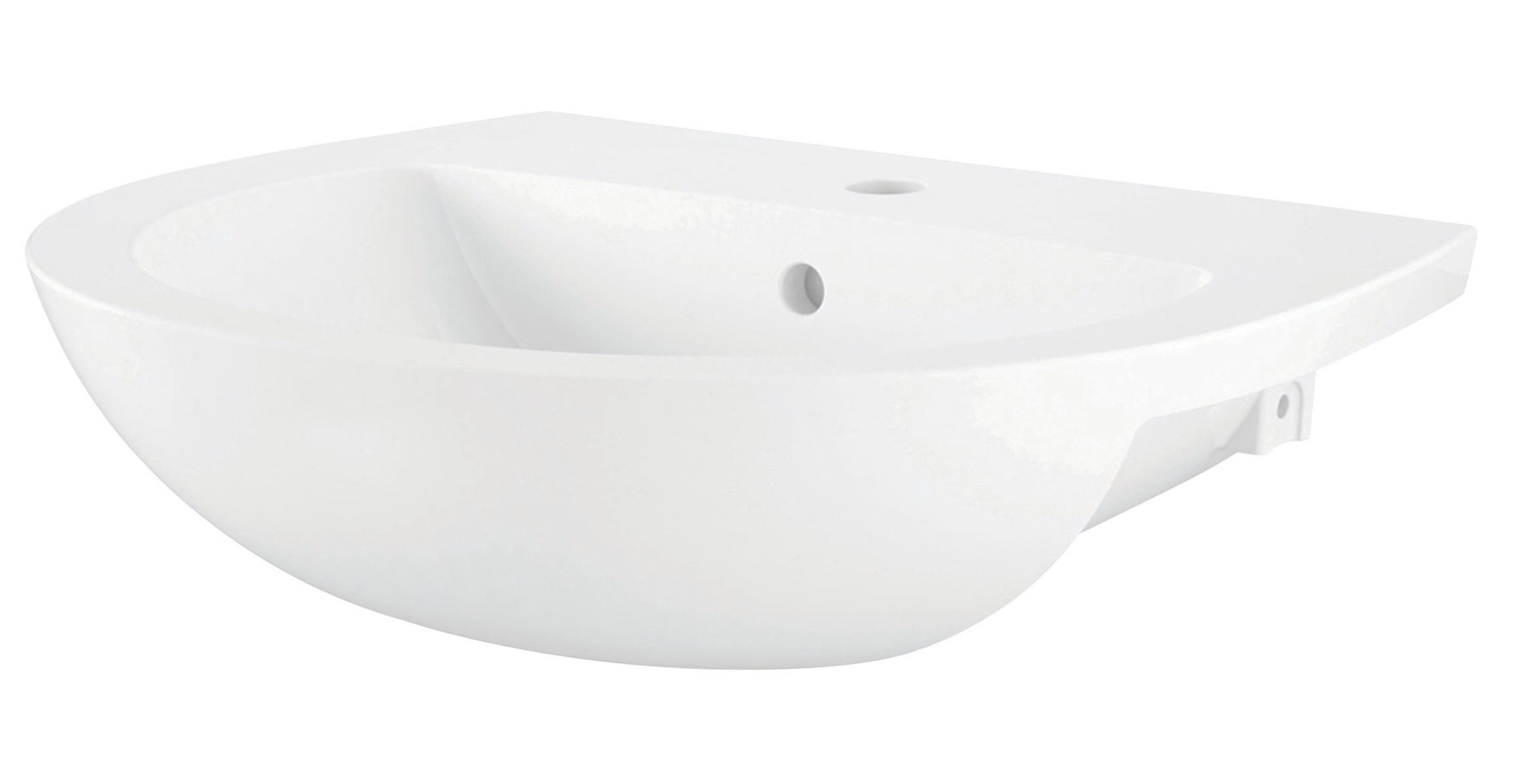 Image of Wickes Newport 1 Tap Hole Semi Recessed Ceramic Basin - 500mm