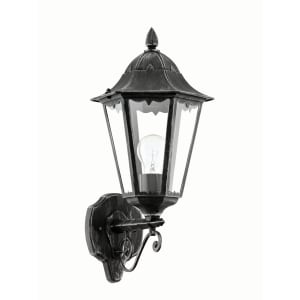 Image of Eglo Navedo Outdoor Black & Silver LED Up Lantern Wall Light - 60W E27