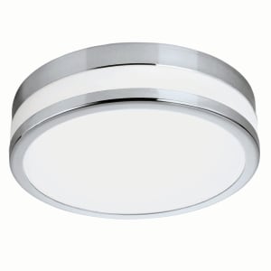 Eglo Palermo LED Chrome & White Glass Bathroom Round Ceiling Light - 11W