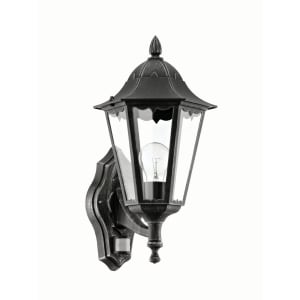 Eglo Navedo Outdoor Black & Silver LED Up Lantern PIR Sensor Wall Light - 60W E27