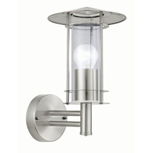 Image of Eglo Lisio Outdoor Stainless Steel Lantern Wall Light - 60W E27