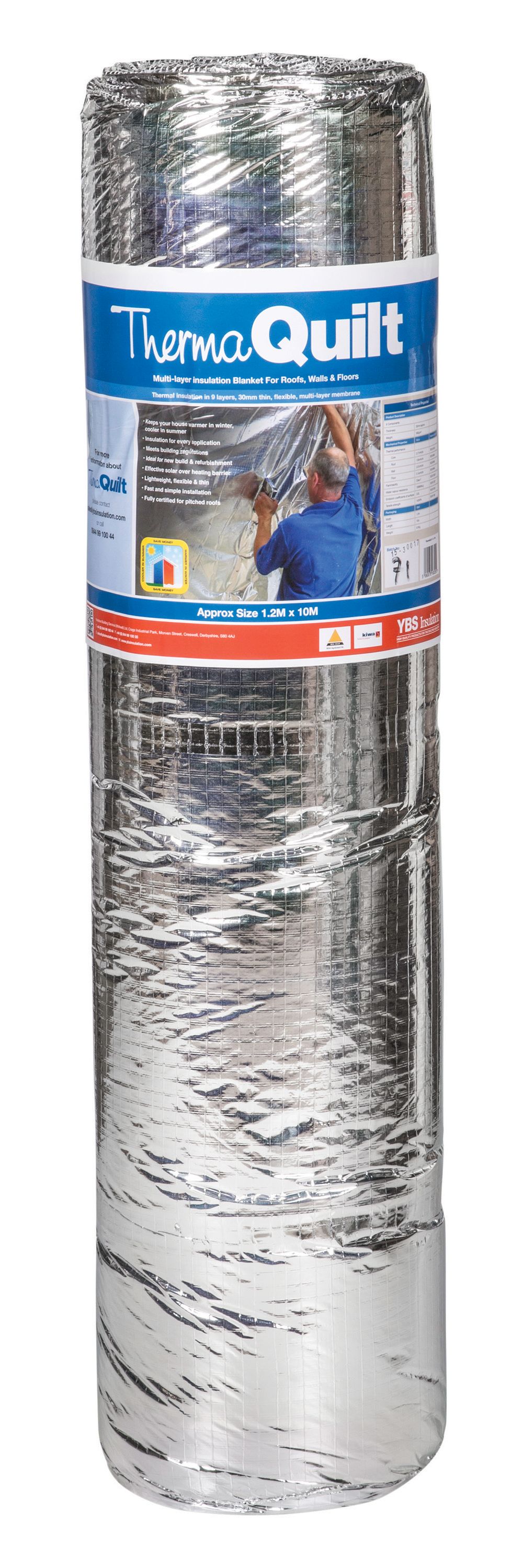 YBS ThermaQuilt Multi-Foil 32mm Insulation Roll - 1.2 x 10m