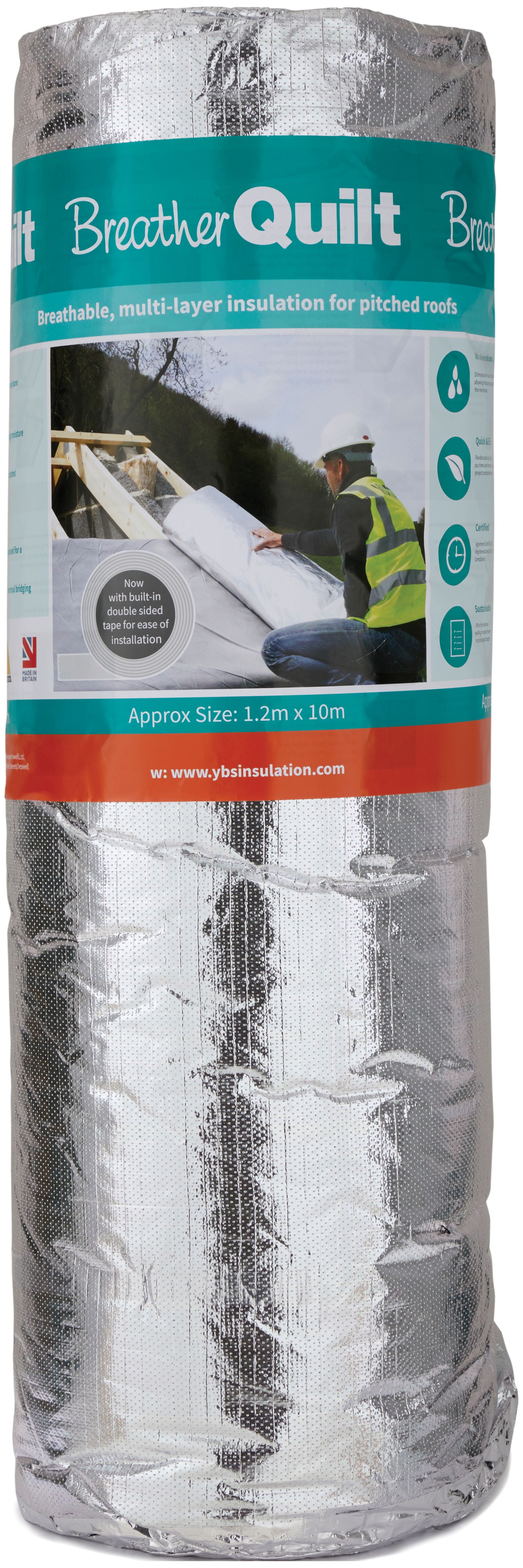 Image of YBS BreatherQuilt 2-in-1 Multifoil 40mm Insulation Roll - 1.2 x 10m