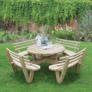 Forest Garden Circular Picnic Table with Seat Backs