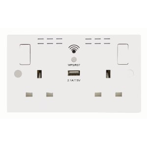BG 13 AmpTwin Switched Wi-Fi Range Extender Socket with 1 x USB Port - White