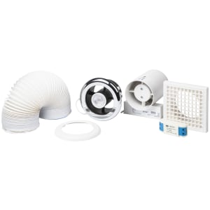 Manrose White In-Line Shower Fan Light Kit with Timer & LED - 100mm