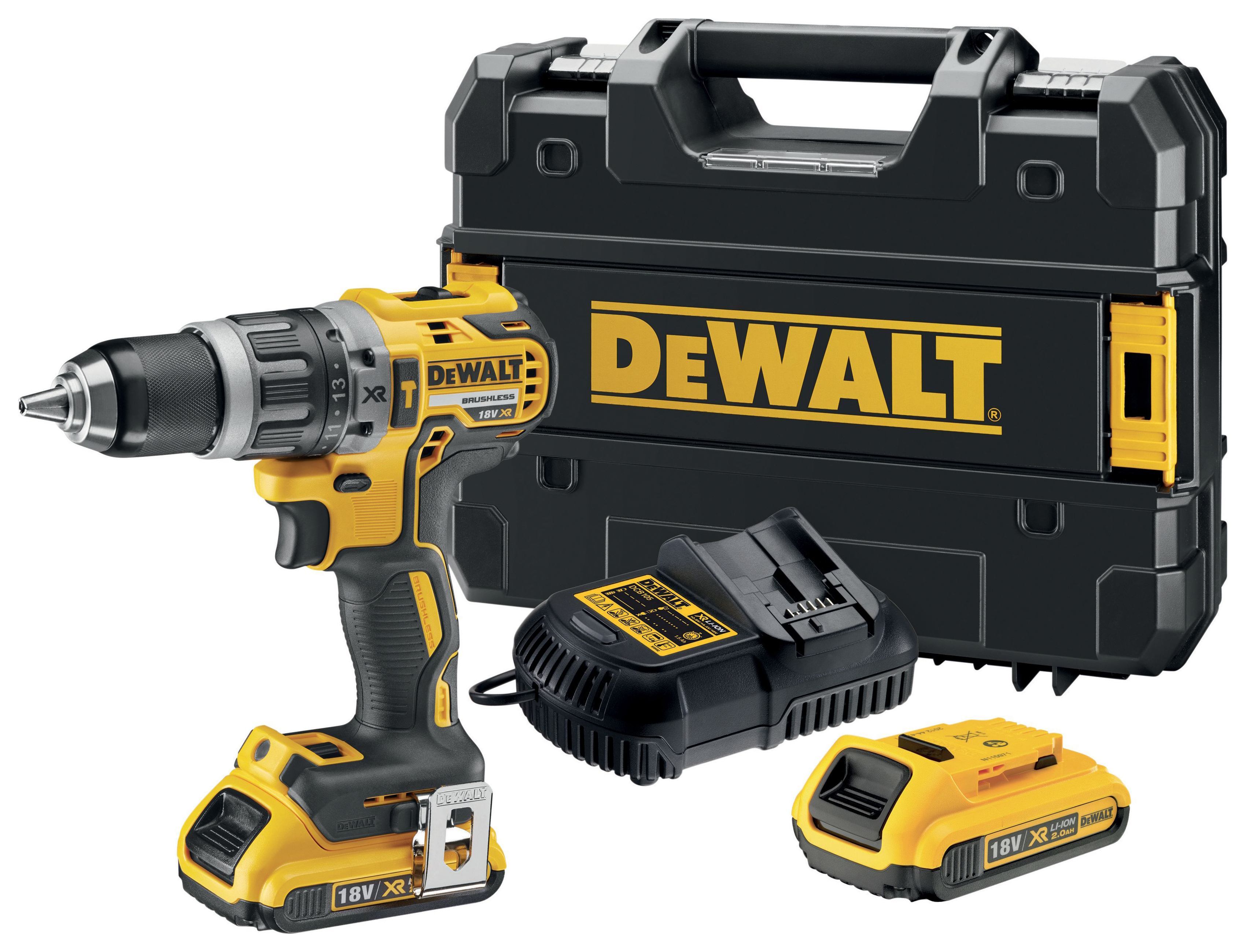 DEWALT DCD796D2-GB 18V XR 2 x 2.0Ah Cordless Brushless Hammer Drill Driver