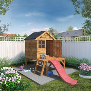 Mercia 10 x 5 ft Timber Snug Playhouse with Tower & Slide