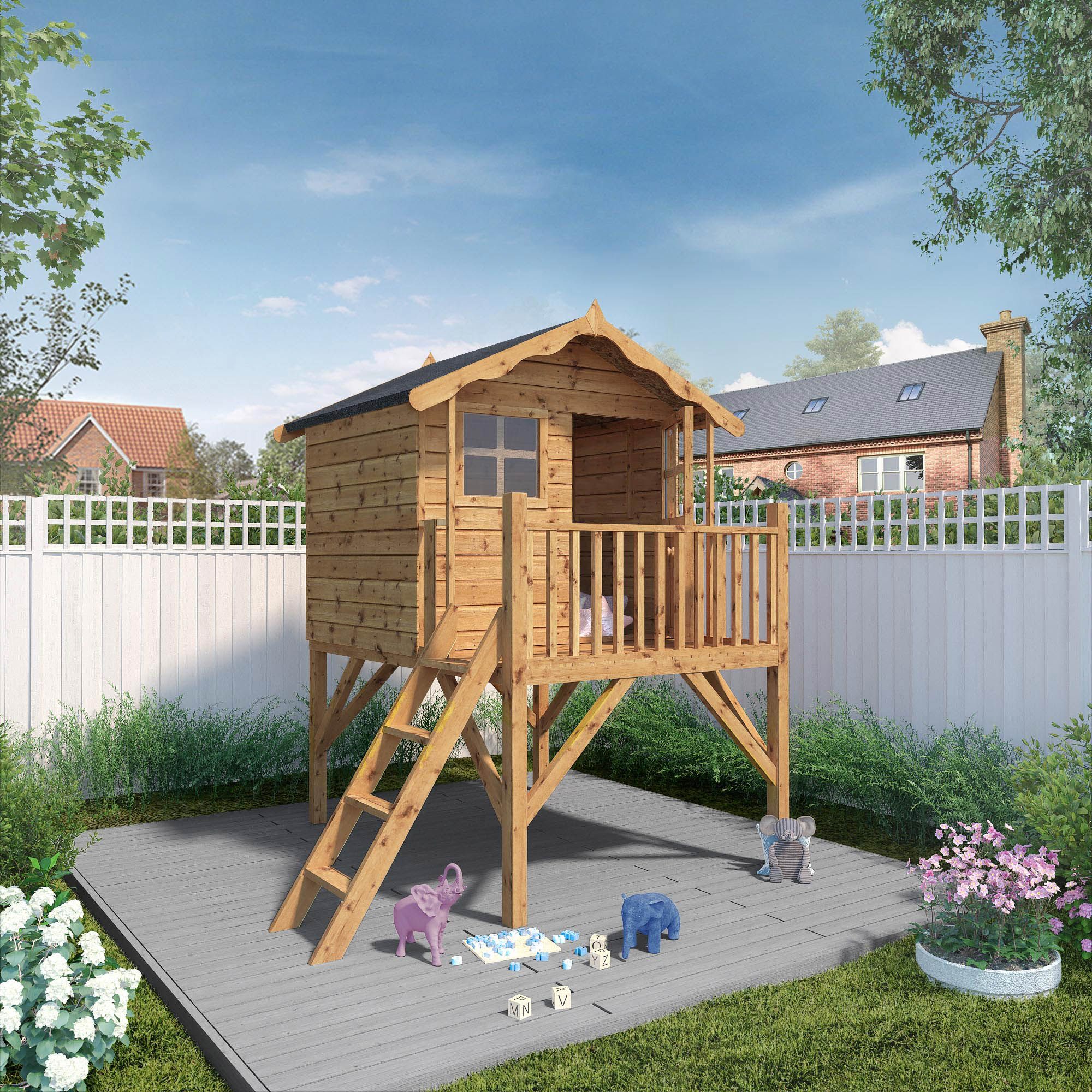 Image of Mercia 7 x 5ft Wooden Poppy Playhouse & Tower with Assembly