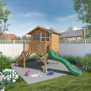 Mercia 12 x 5 ft Timber Poppy Playhouse with Tower & Slide