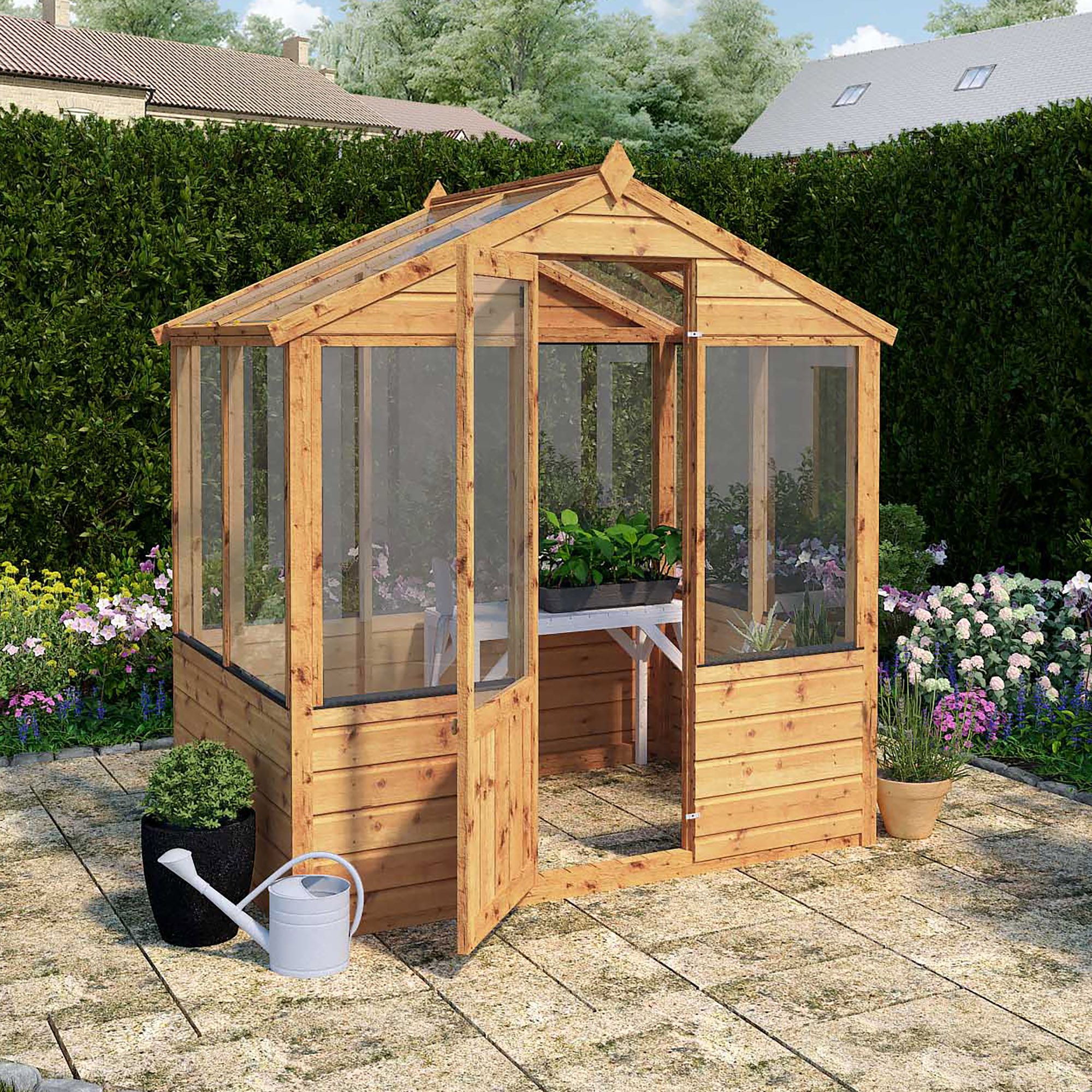 Mercia 4 x 6 ft Wooden Apex Greenhouse