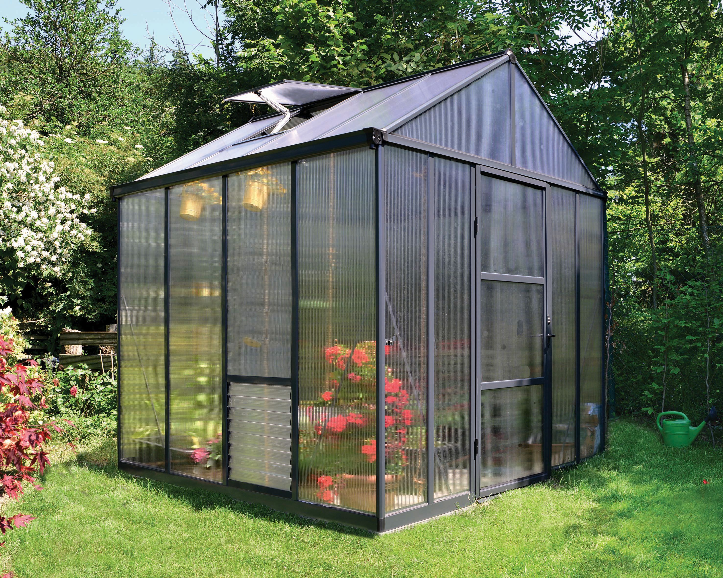 Palram Canopia 8 x 8ft Glory Aluminium Apex Greenhouse with Polycarbonate Panels