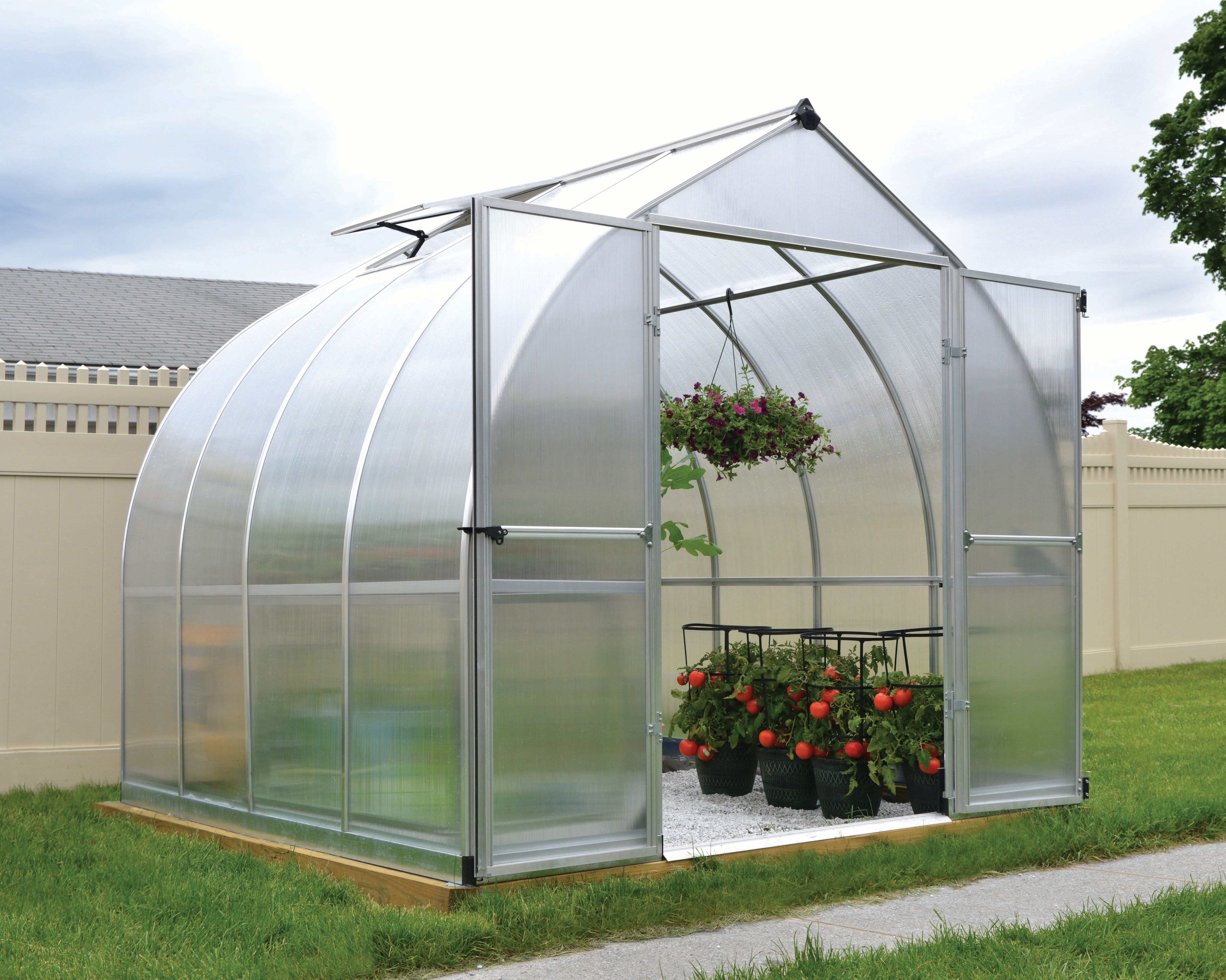 Image of Palram Canopia 8 x 8ft Bella Aluminium Bell Shaped Greenhouse with Polycarbonate Panels
