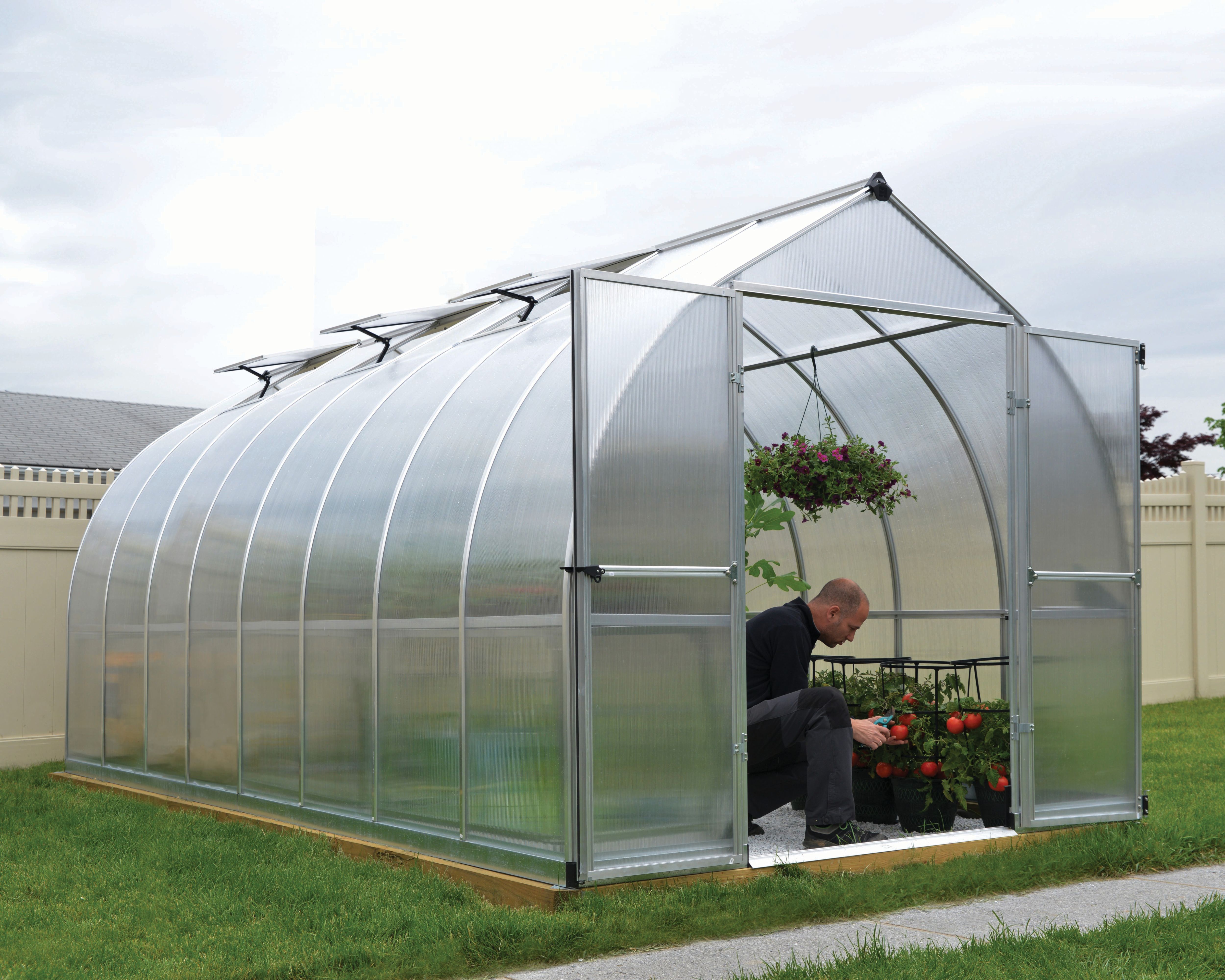 Palram Canopia 8 x 16ft Bella Long Aluminium Bell Shaped Greenhouse with Polycarbonate Panels