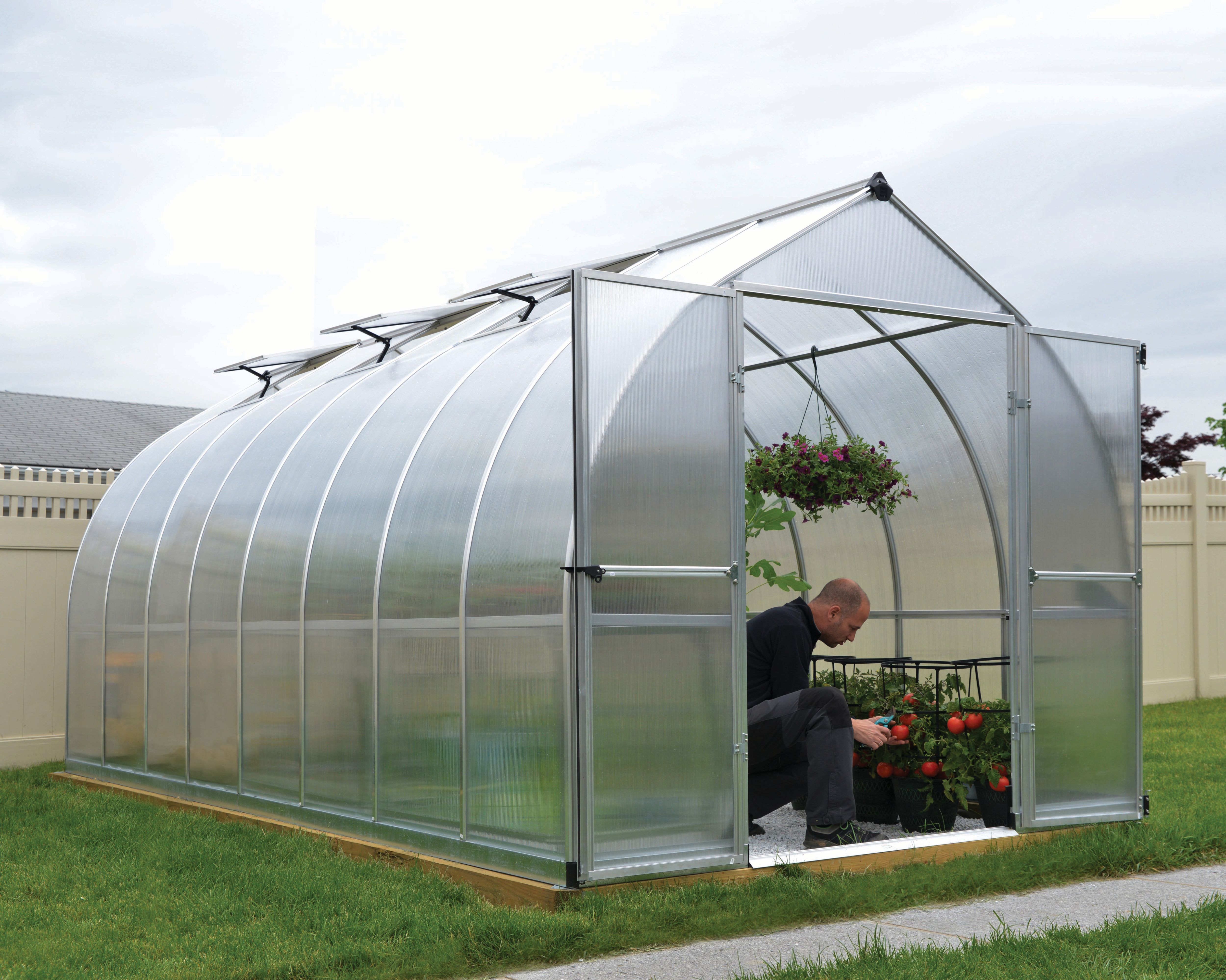 Palram Canopia Bella Long Aluminium Bell Shaped Greenhouse with Polycarbonate Panels - 8 x 16ft