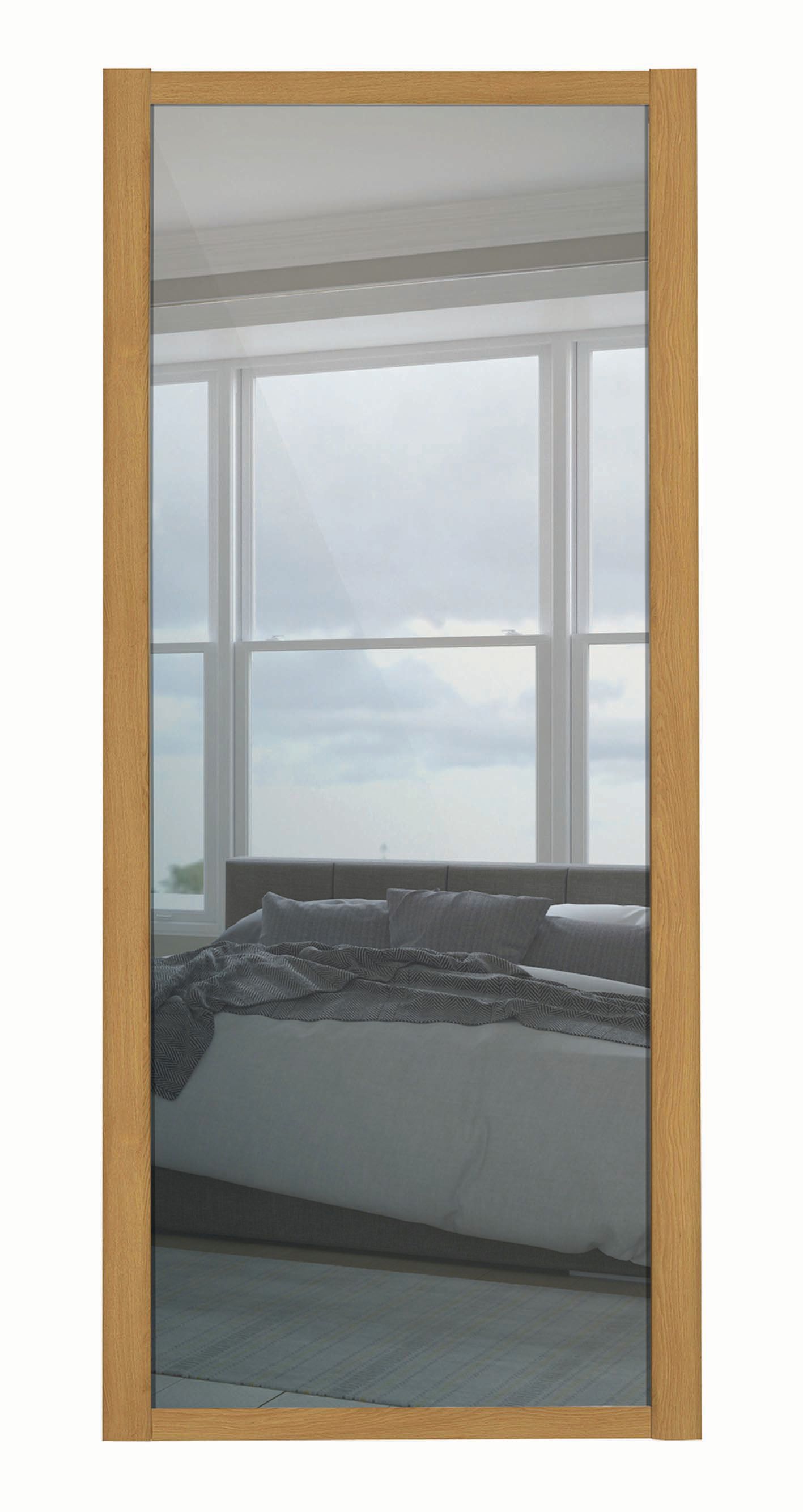 Image of Spacepro 1 Panel Shaker Oak Frame Mirror Door - 610mm