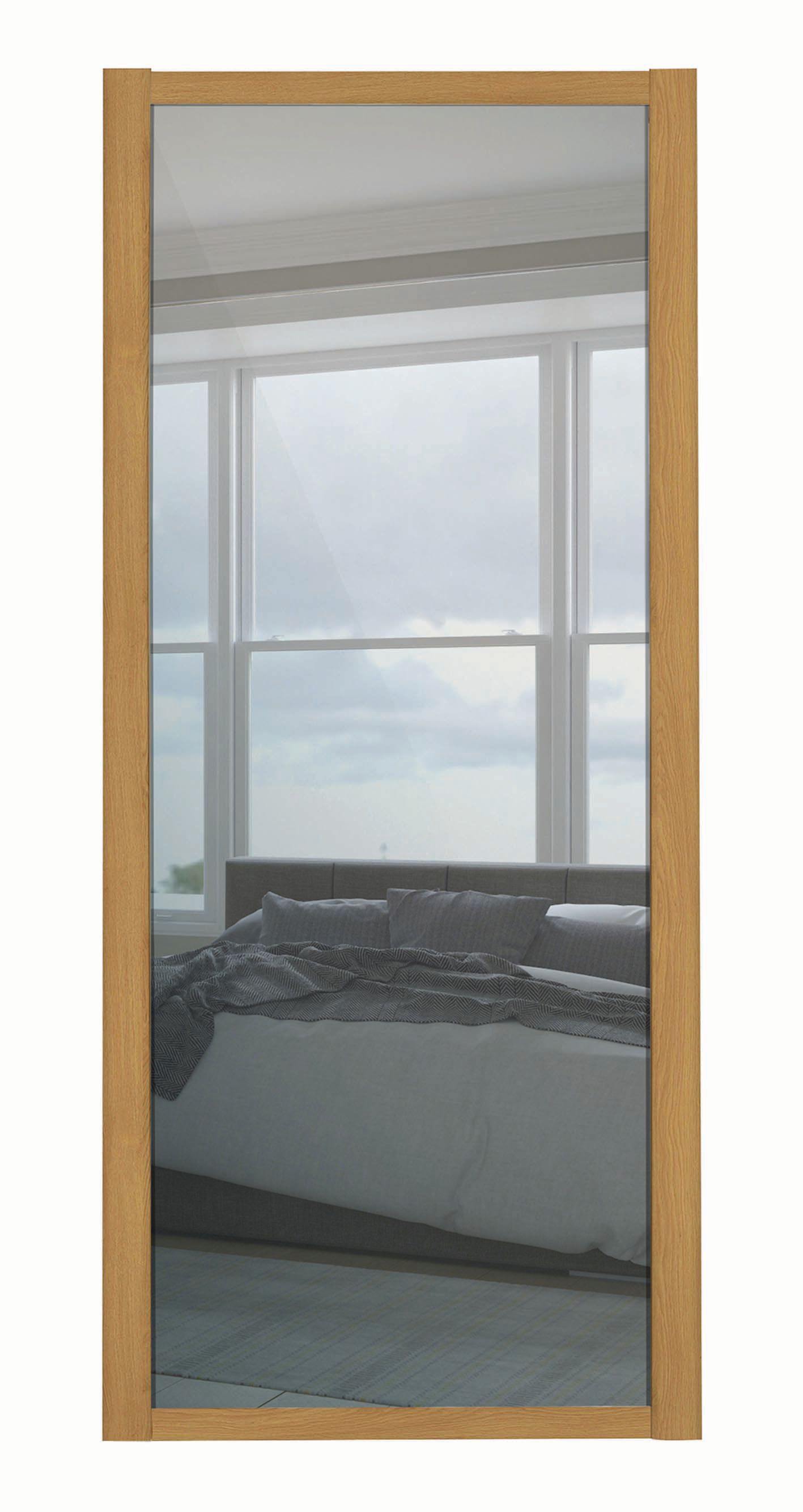 Spacepro Shaker 1 Panel Oak Frame Mirror Door