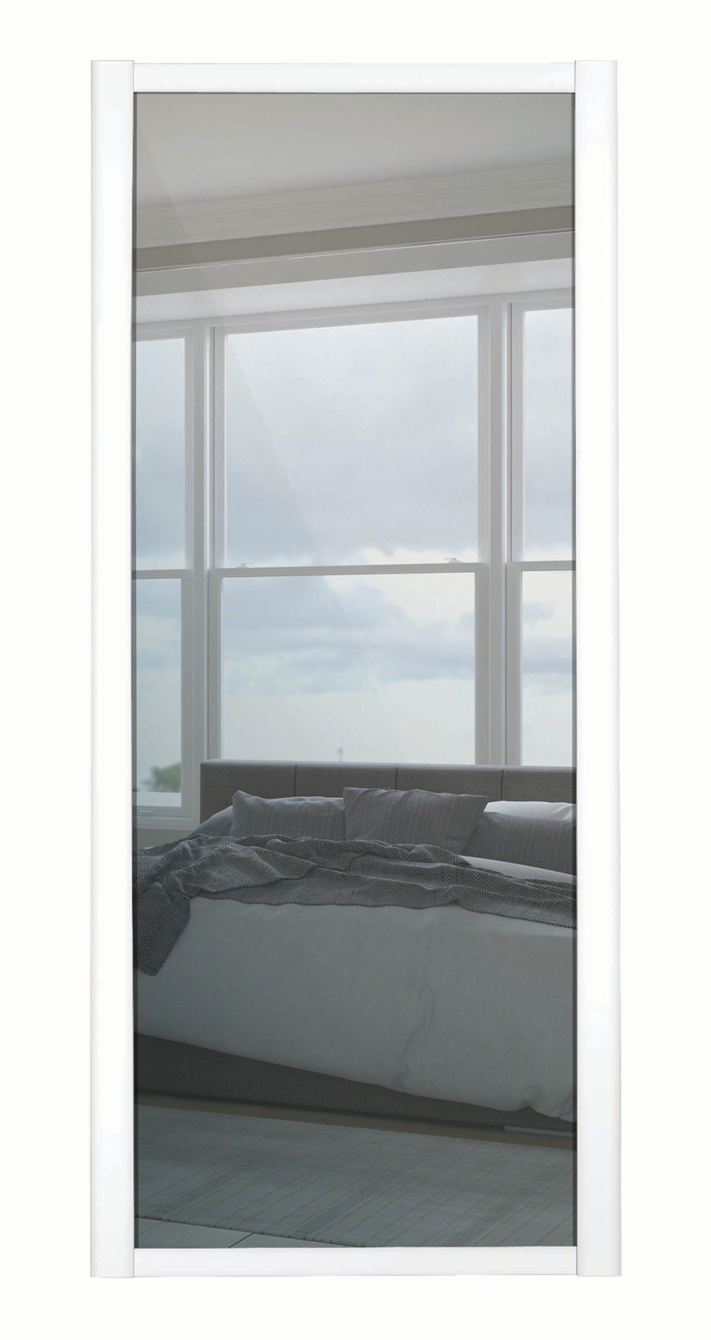 Image of Spacepro 1 Panel Shaker White Frame Mirror Door - 610mm