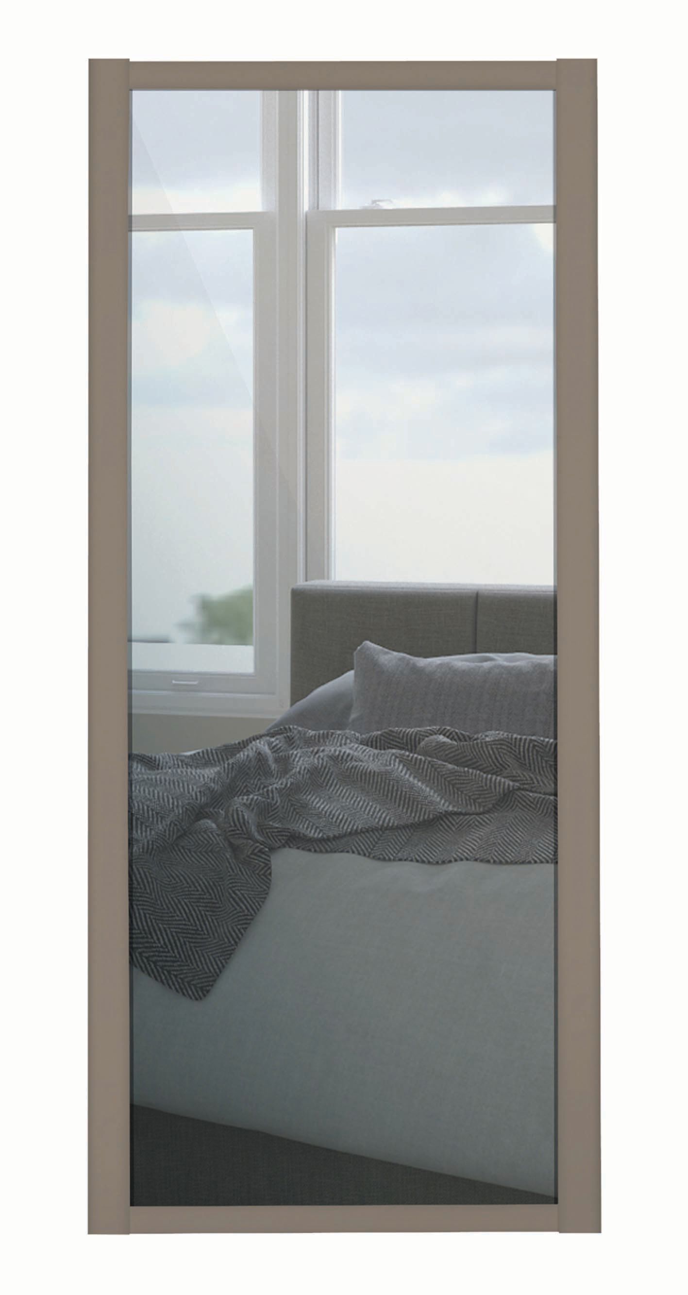 Image of Spacepro 1 Panel Shaker Stone Grey Frame Mirror Door - 762mm