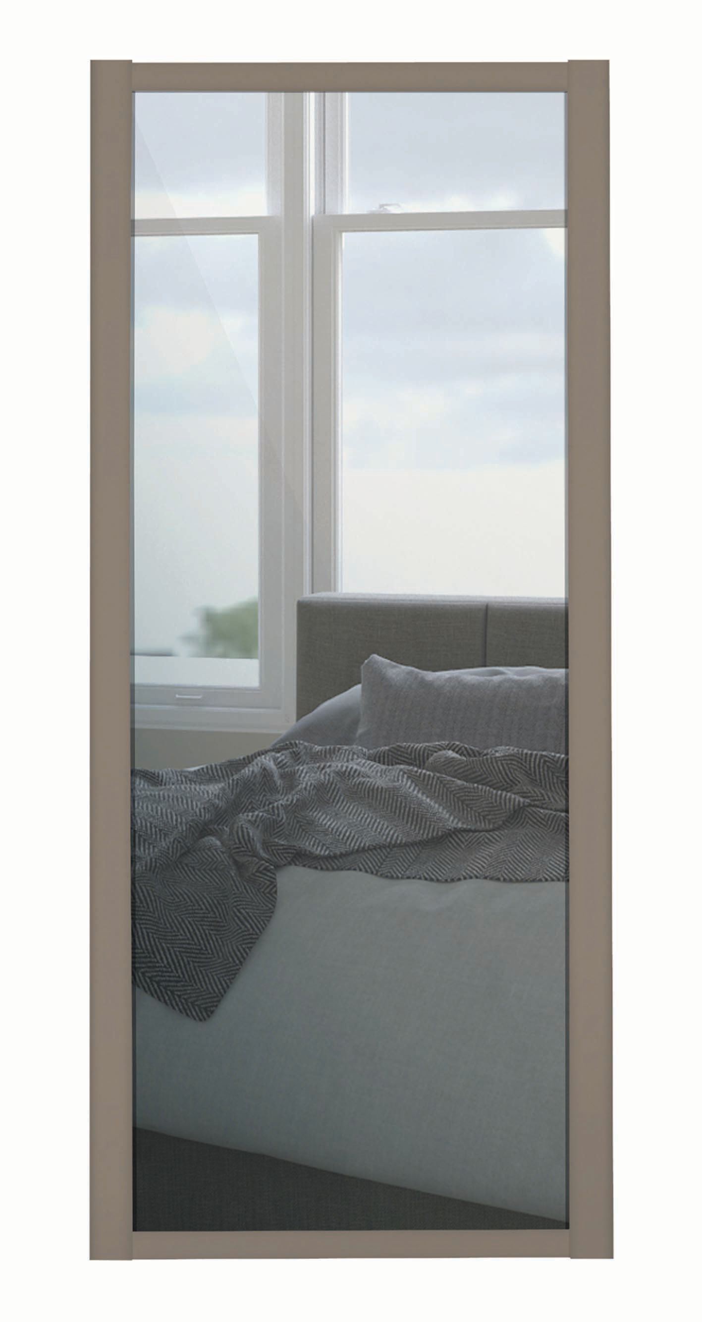 Spacepro 1 Panel Shaker Stone Grey Frame Mirror Door - 762mm