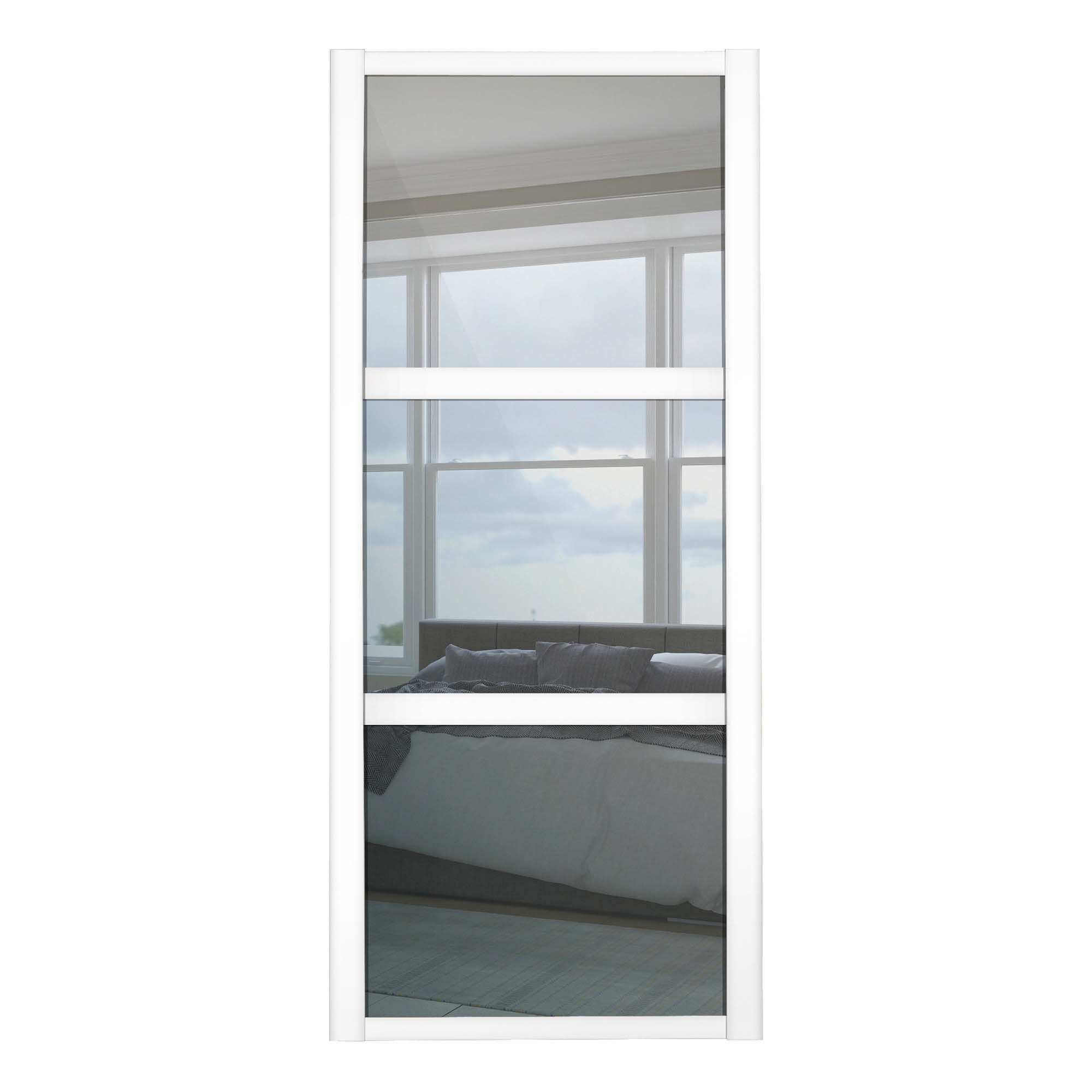 Spacepro 3 Panel Shaker White Frame Mirror Door - 914mm