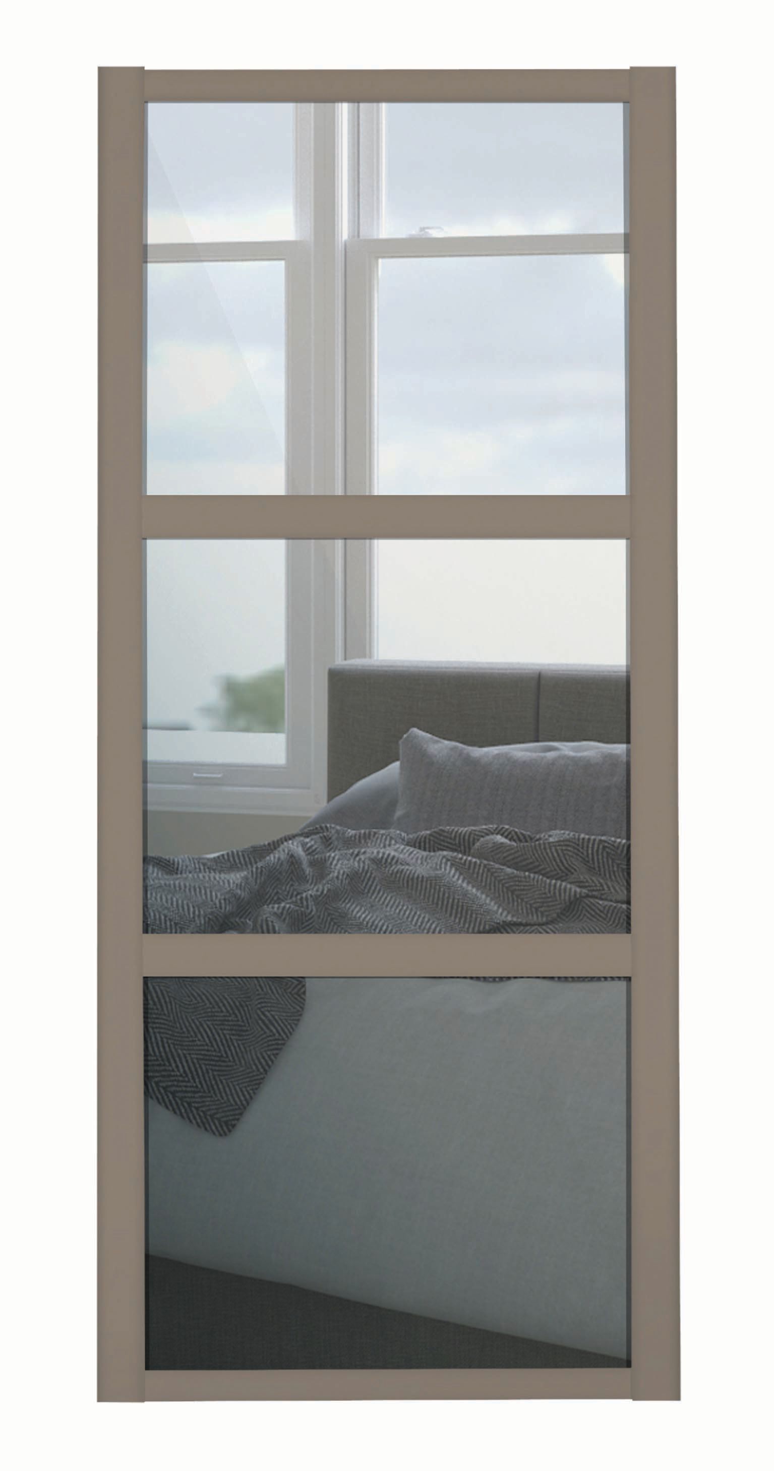 Image of Spacepro 3 Panel Shaker Stone Grey Frame Mirror Door - 610mm