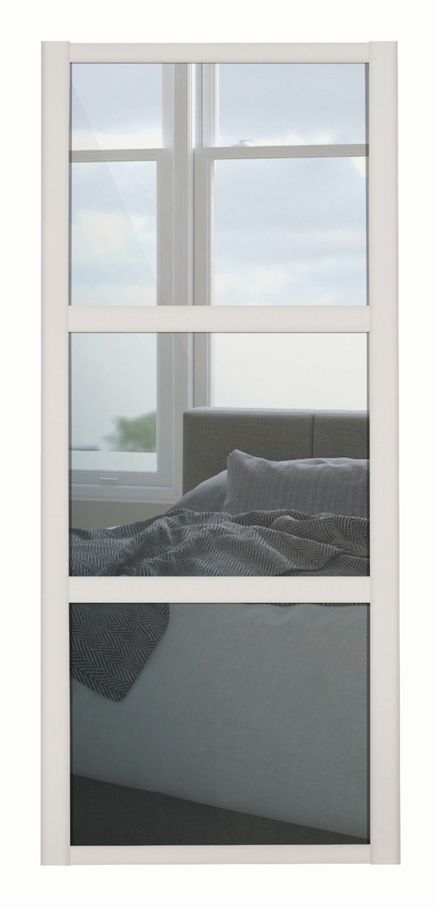 Spacepro 3 Panel Shaker Cashmere Frame Mirror Door - 914mm
