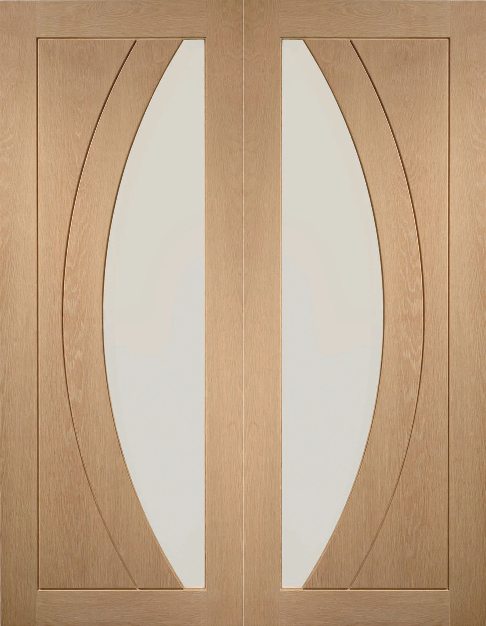 XL Joinery Salerno Glazed Oak Patterned French Doors - 1981 x 584mm