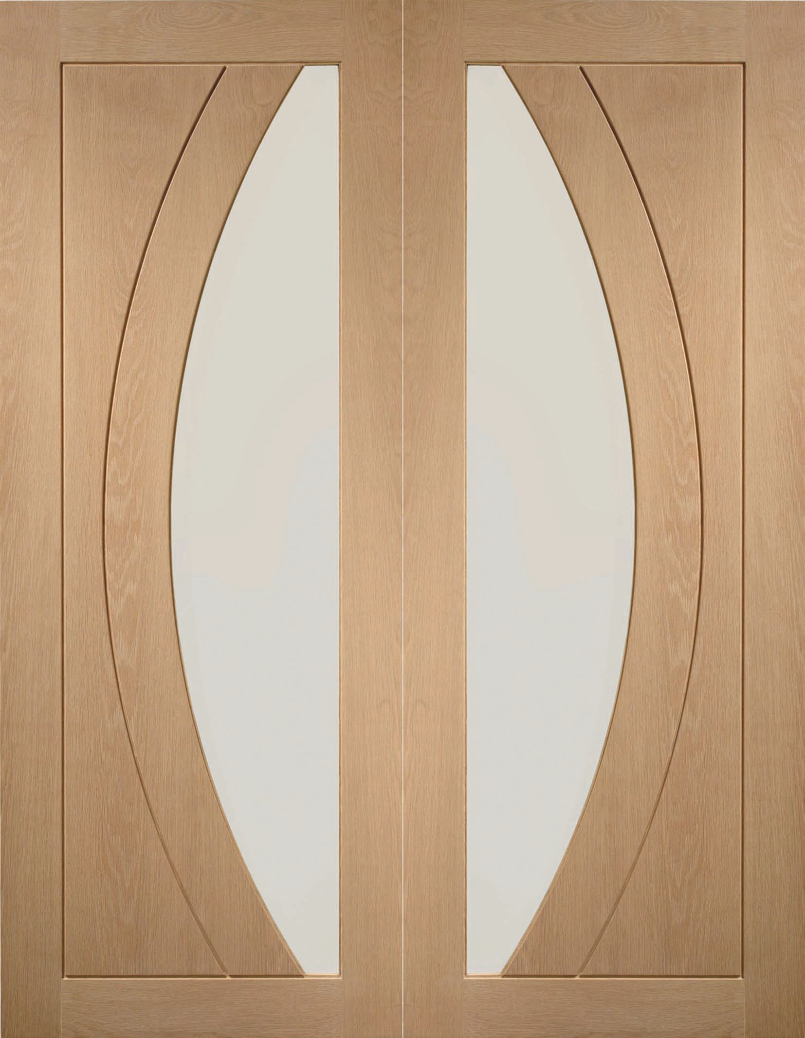 Image of XL Joinery Salerno Glazed Oak Patterned Internal Door Pair - 1981 x 584mm