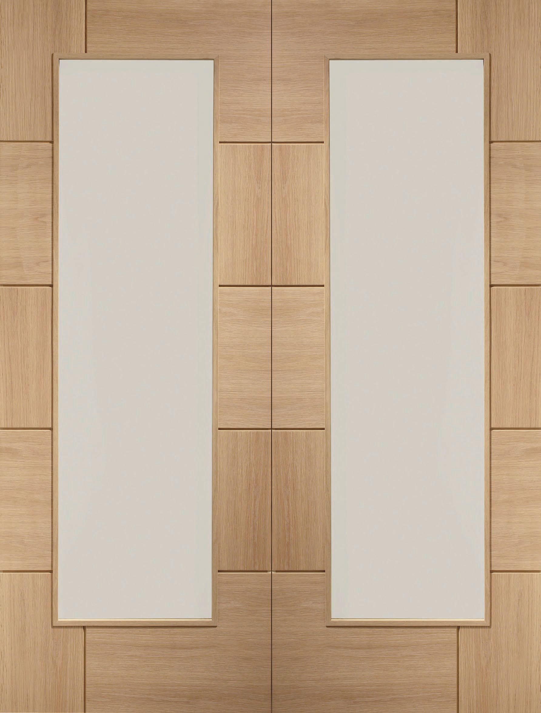 Image of XL Joinery Ravenna Fully Glazed Oak 10 Panel Door Pair - 1981 x 762mm