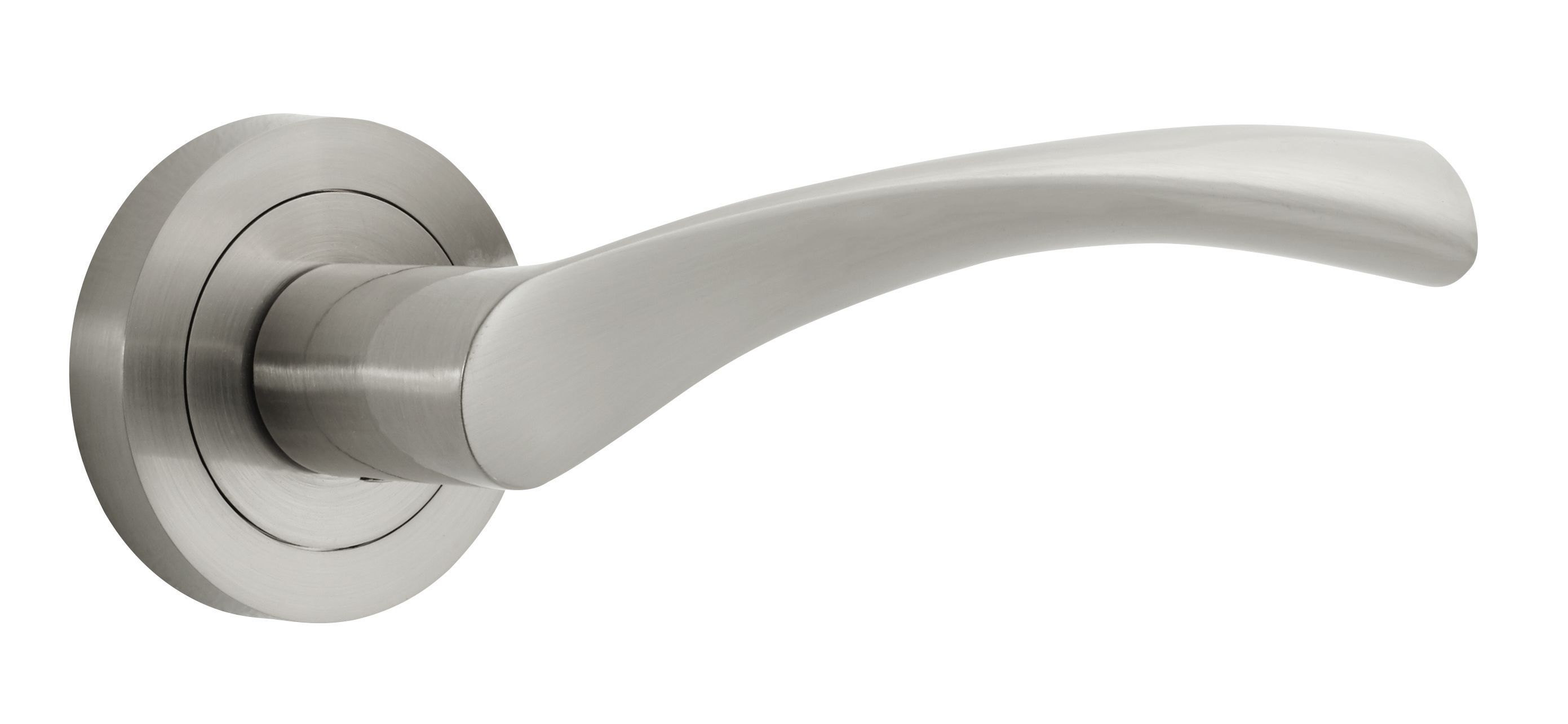 Image of Marvel Brushed Nickel Lever On Rose Door Handle - 1 Pair