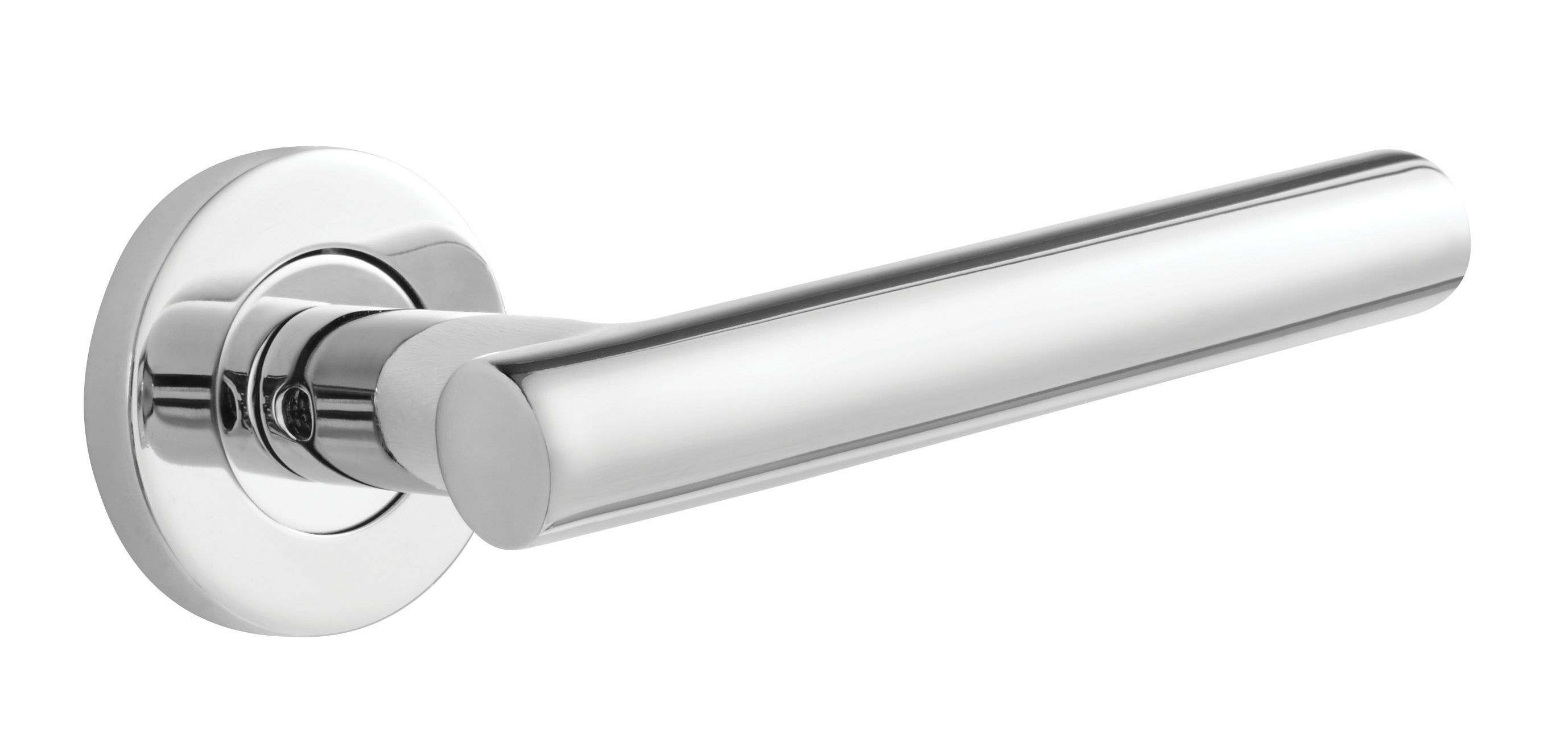 Image of Designer Levers Oscar Lever On Rose Door Handle - Polished Stainless Steel 1 Pair