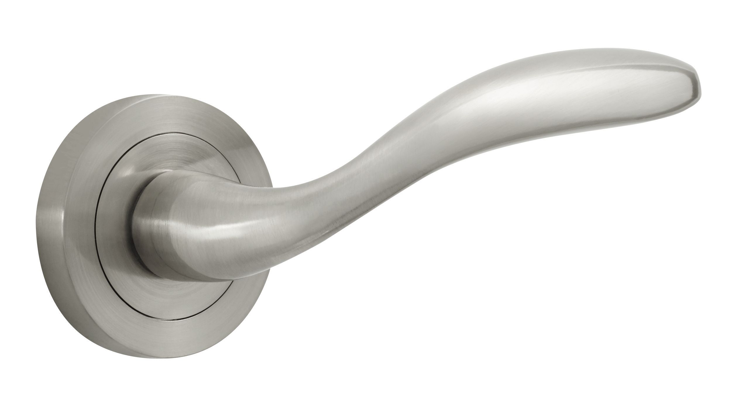 Image of Designer Levers Jasper Lever On Rose Door Handle - Brushed Nickel 1 Pair