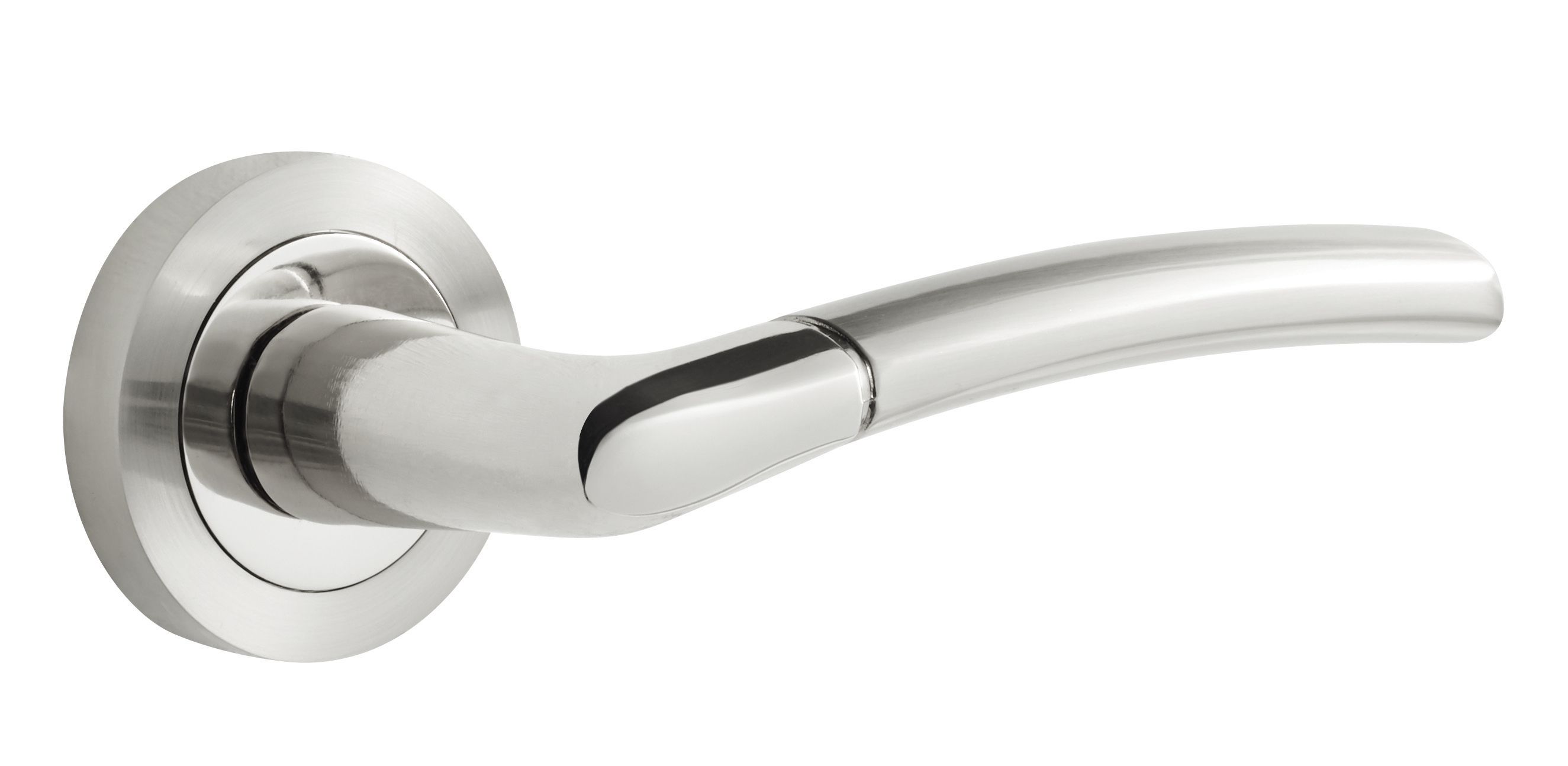 Image of Augusta Dual-Tone Aluminium Lever On Rose Door Handle - 1 Pair
