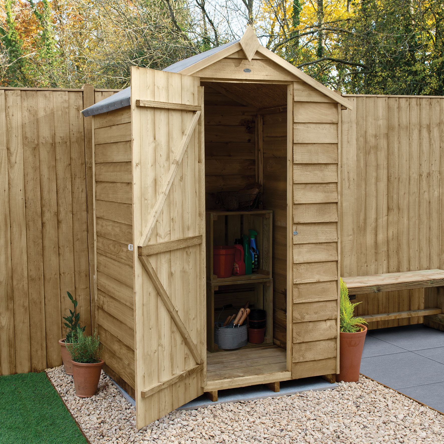 Forest Garden Windowless Overlap Apex Pressure Treated Shed with Assembly - 4 x 3ft