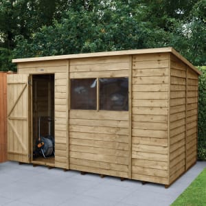 Image of Forest Garden 10 x 6ft Overlap Pent Pressure Treated Shed with Assembly