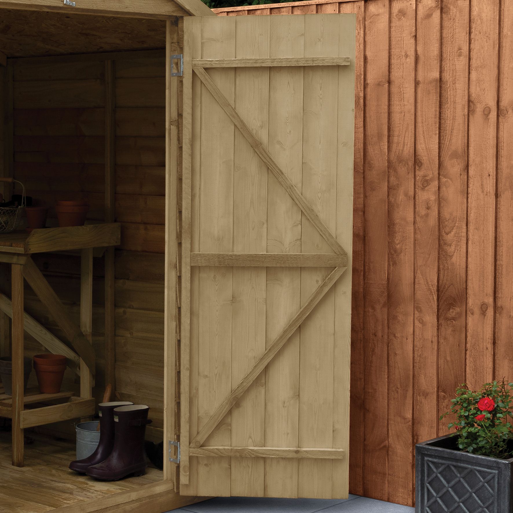 Forest Garden Overlap Reverse Apex Pressure Treated Shed with Assembly - 8 x 6ft