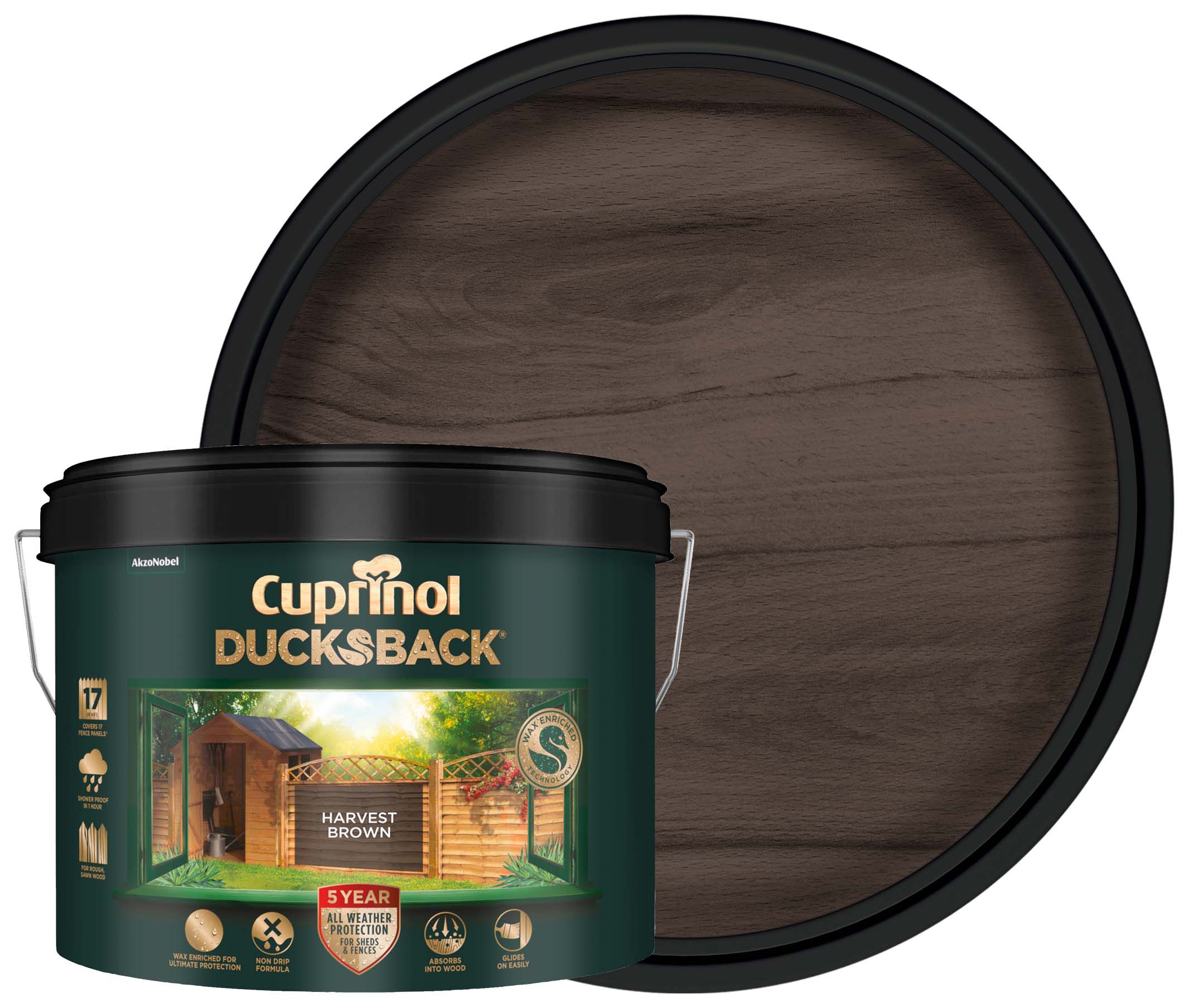 Image of Cuprinol 5 Year Ducksback Matt Shed & Fence Treatment - Harvest Brown 9L