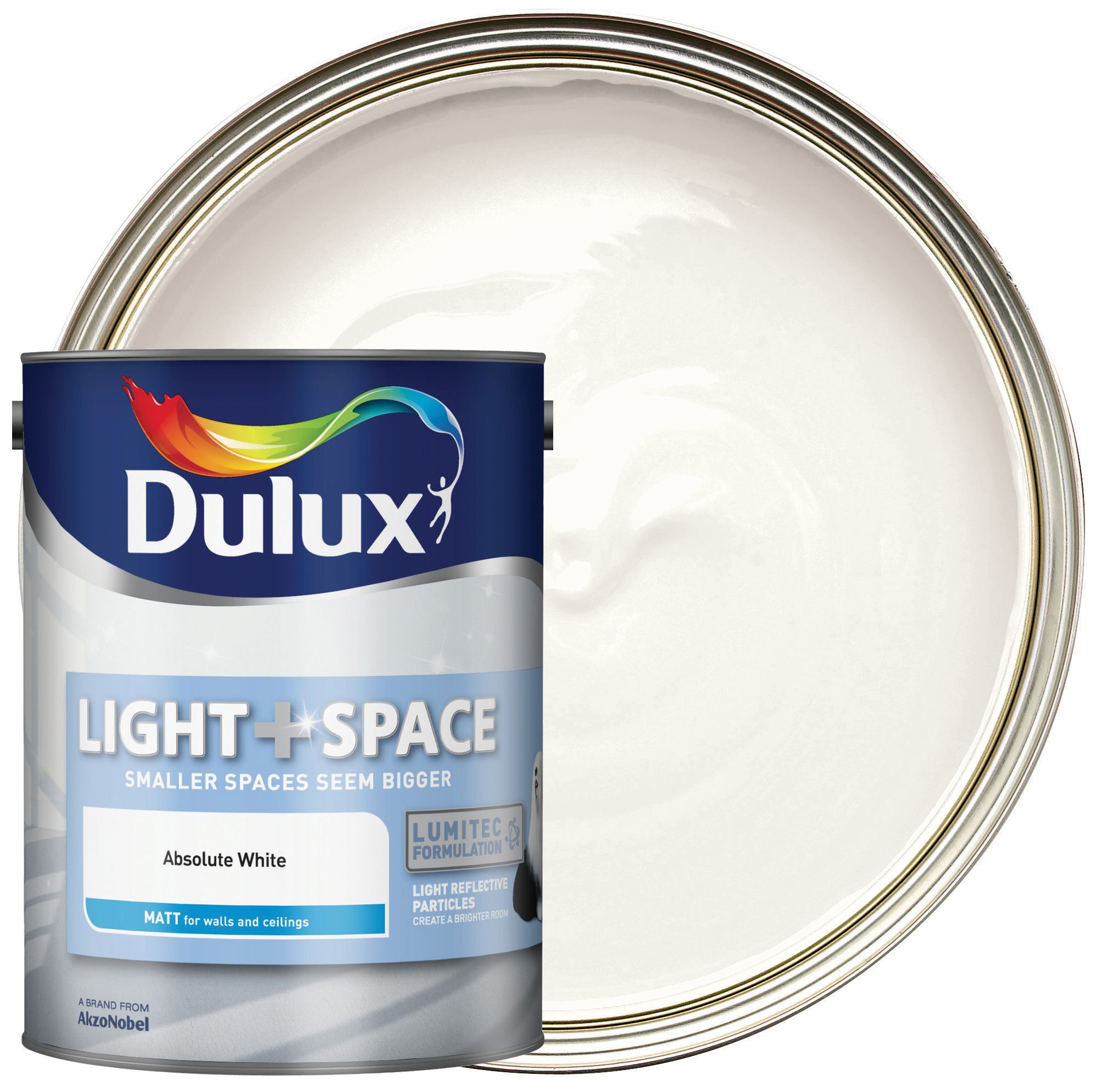 Dulux Light+ Space Matt Emulsion Paint - Absolute White - 5L