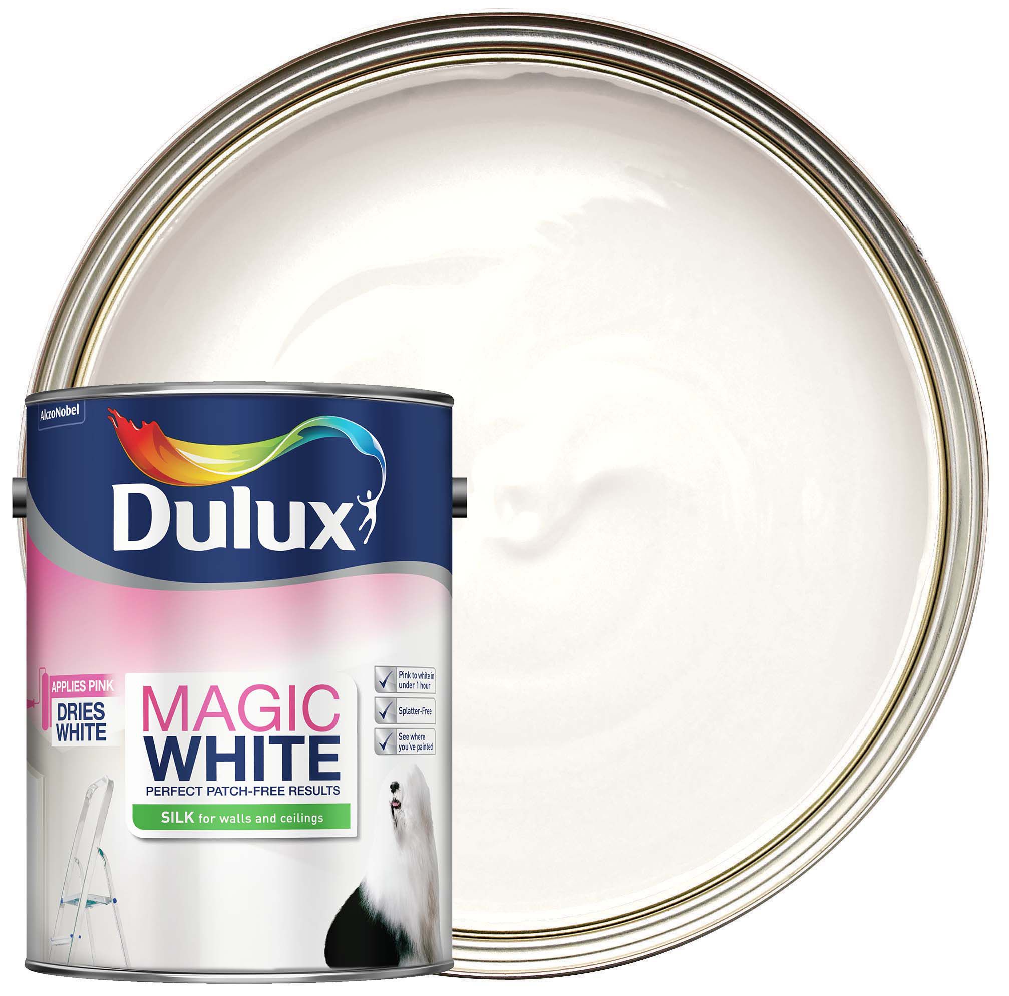 Image of Dulux Magic White Silk Pure Brilliant White - 5L