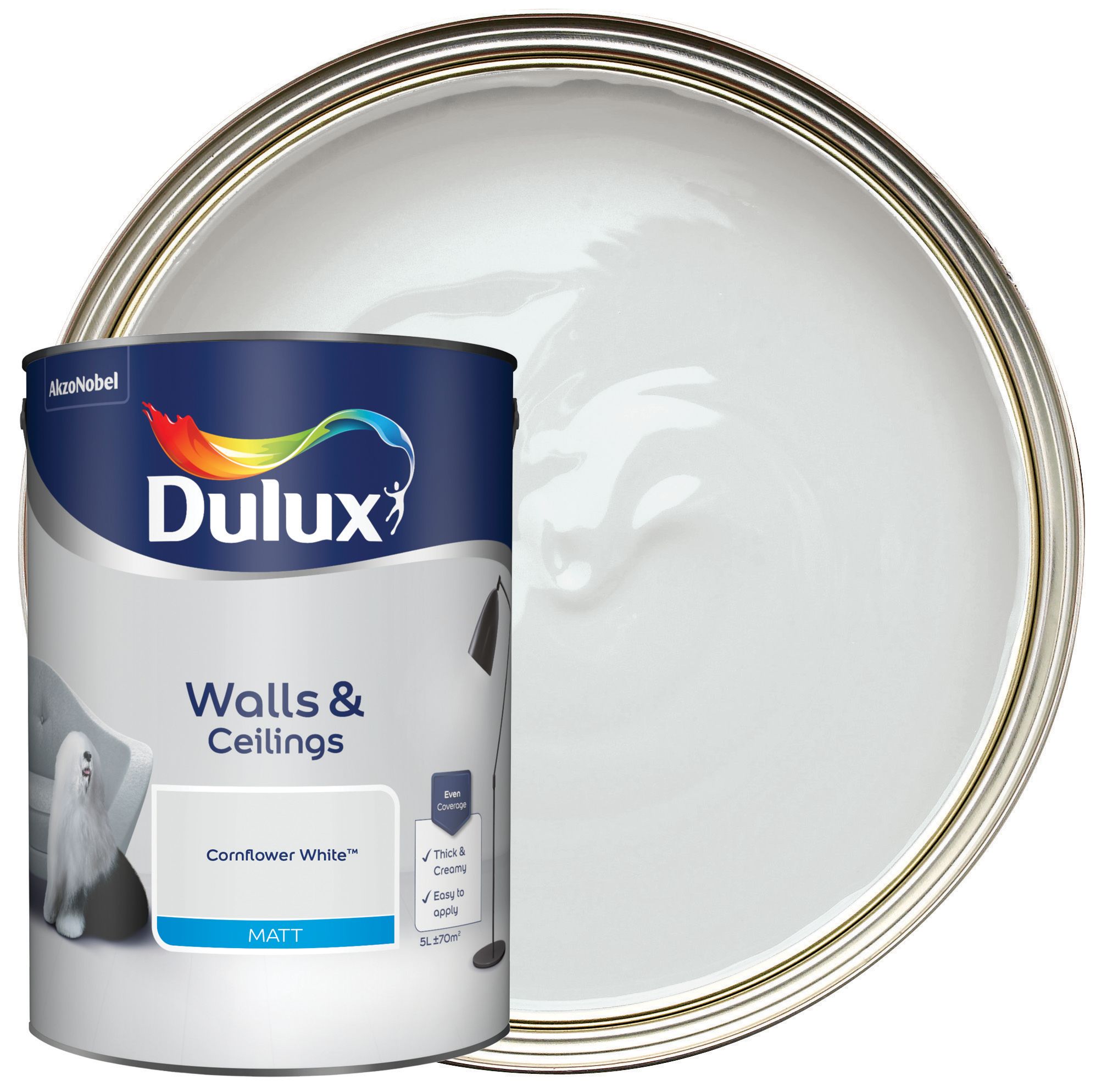 Dulux Matt Emulsion Paint - Cornflower White - 5L