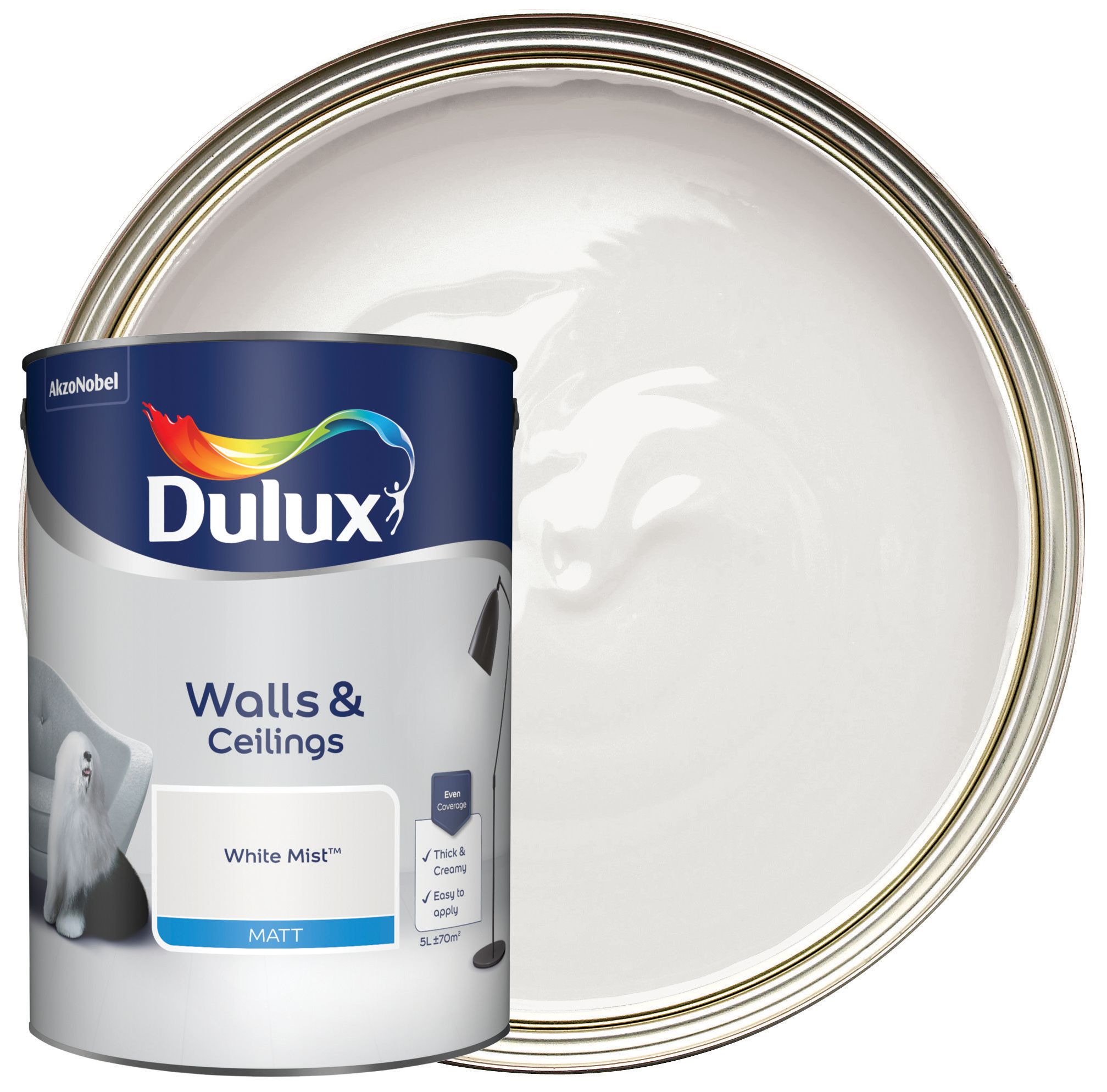 Dulux Matt Emulsion Paint - White Mist - 5L