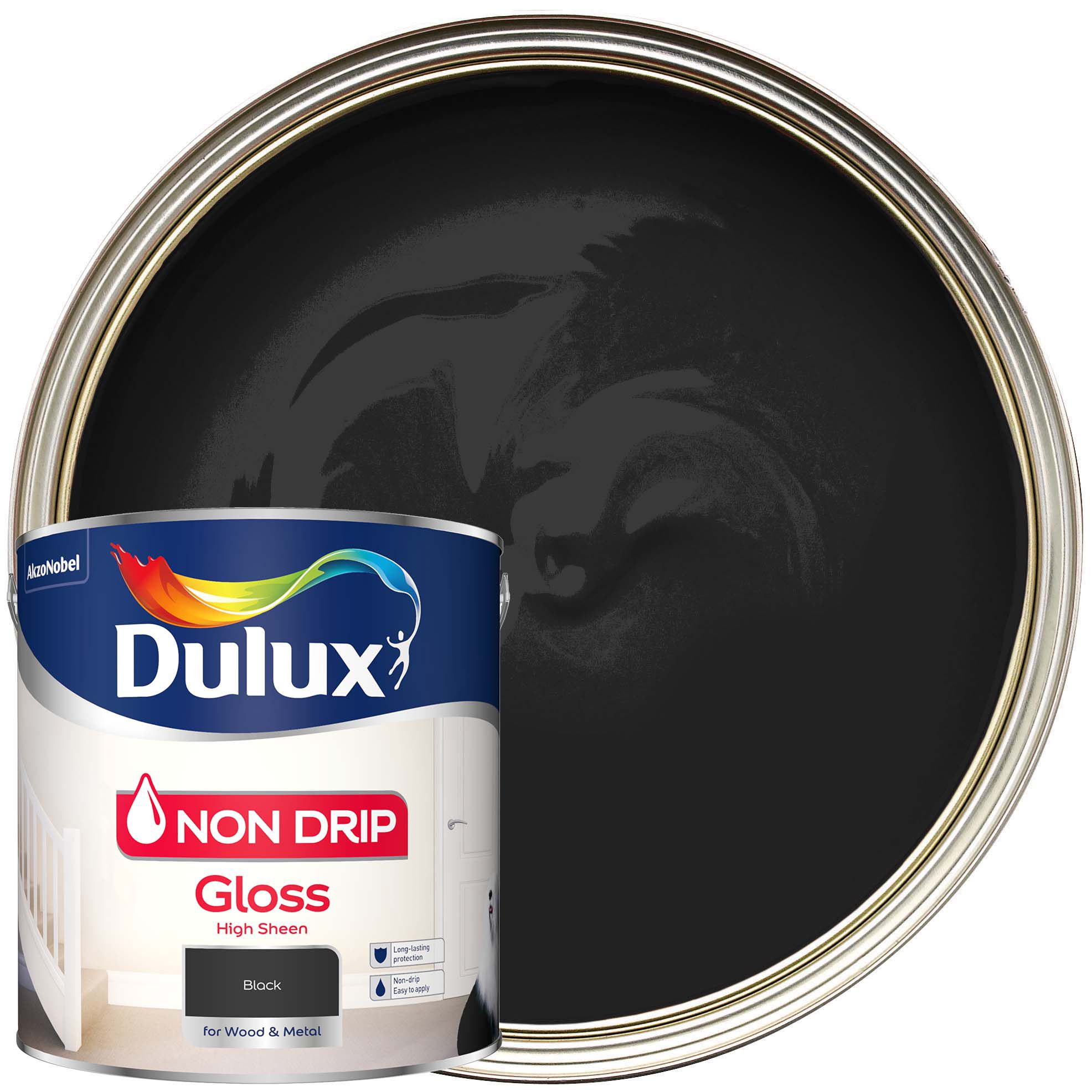 Dulux Non Drip Gloss Paint - Black - 2.5L